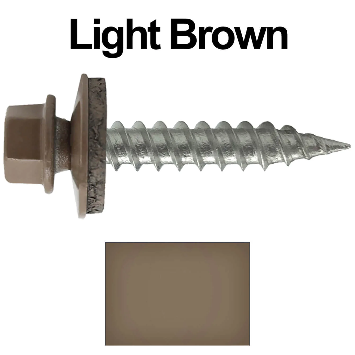 #9 x 1" Stainless Steel Metal Roofing Screws - Hex Washer Head - Self-Piercing (SP) tip metal to wood siding screws. EPDM washer. Colored head. - Image 30