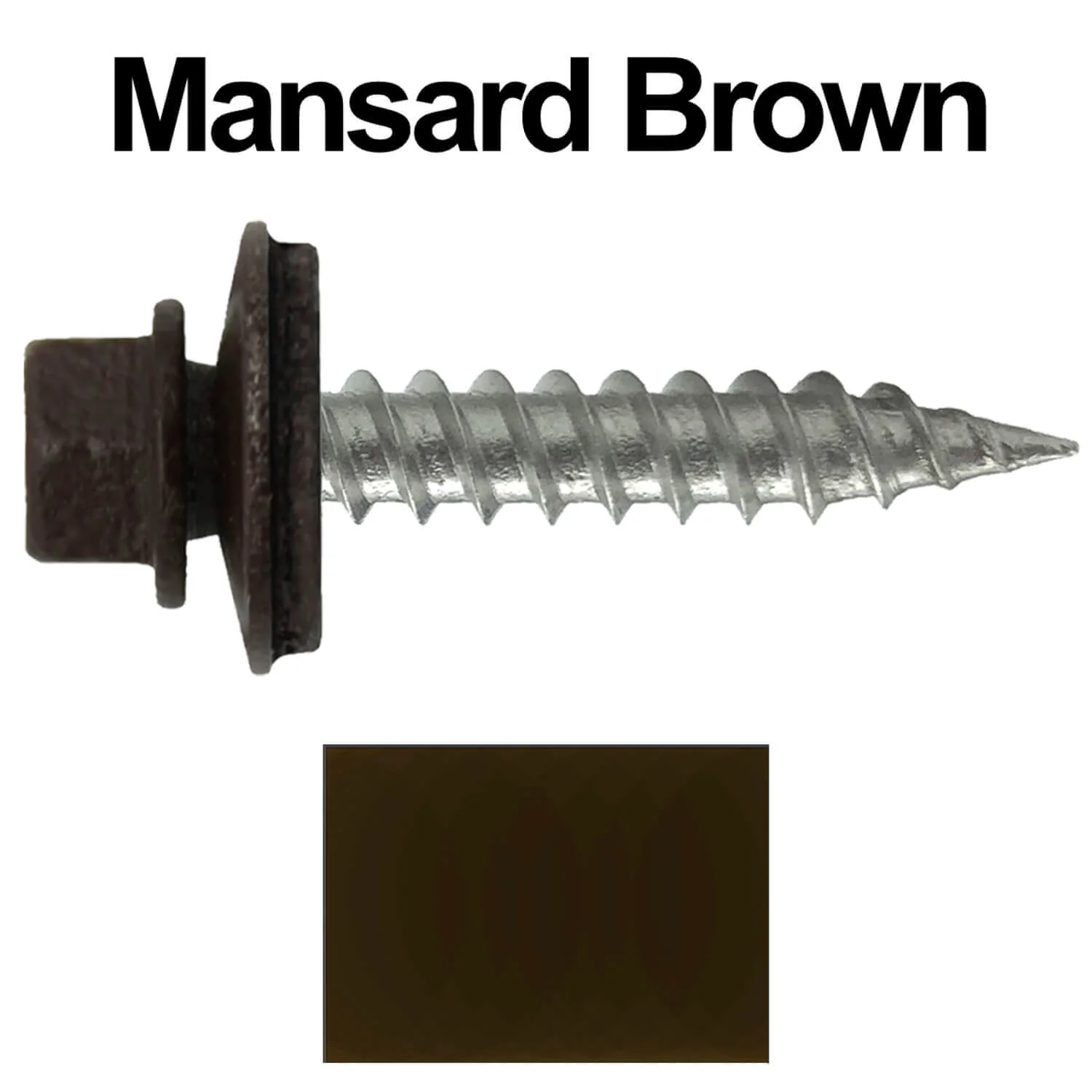 #9 x 1" Stainless Steel Metal Roofing Screws - Hex Washer Head - Self-Piercing (SP) tip metal to wood siding screws. EPDM washer. Colored head. - Image 33