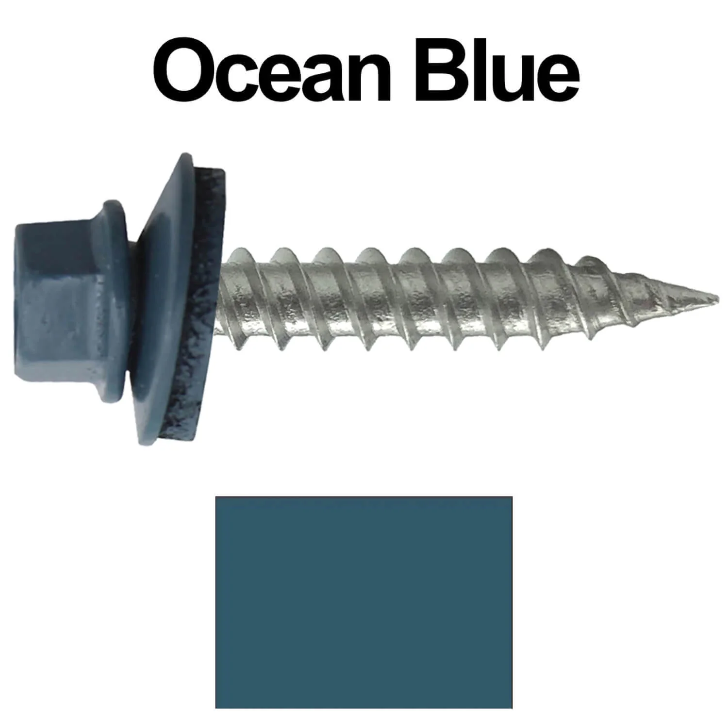 #9 x 1" Stainless Steel Metal Roofing Screws - Hex Washer Head - Self-Piercing (SP) tip metal to wood siding screws. EPDM washer. Colored head. - Image 34