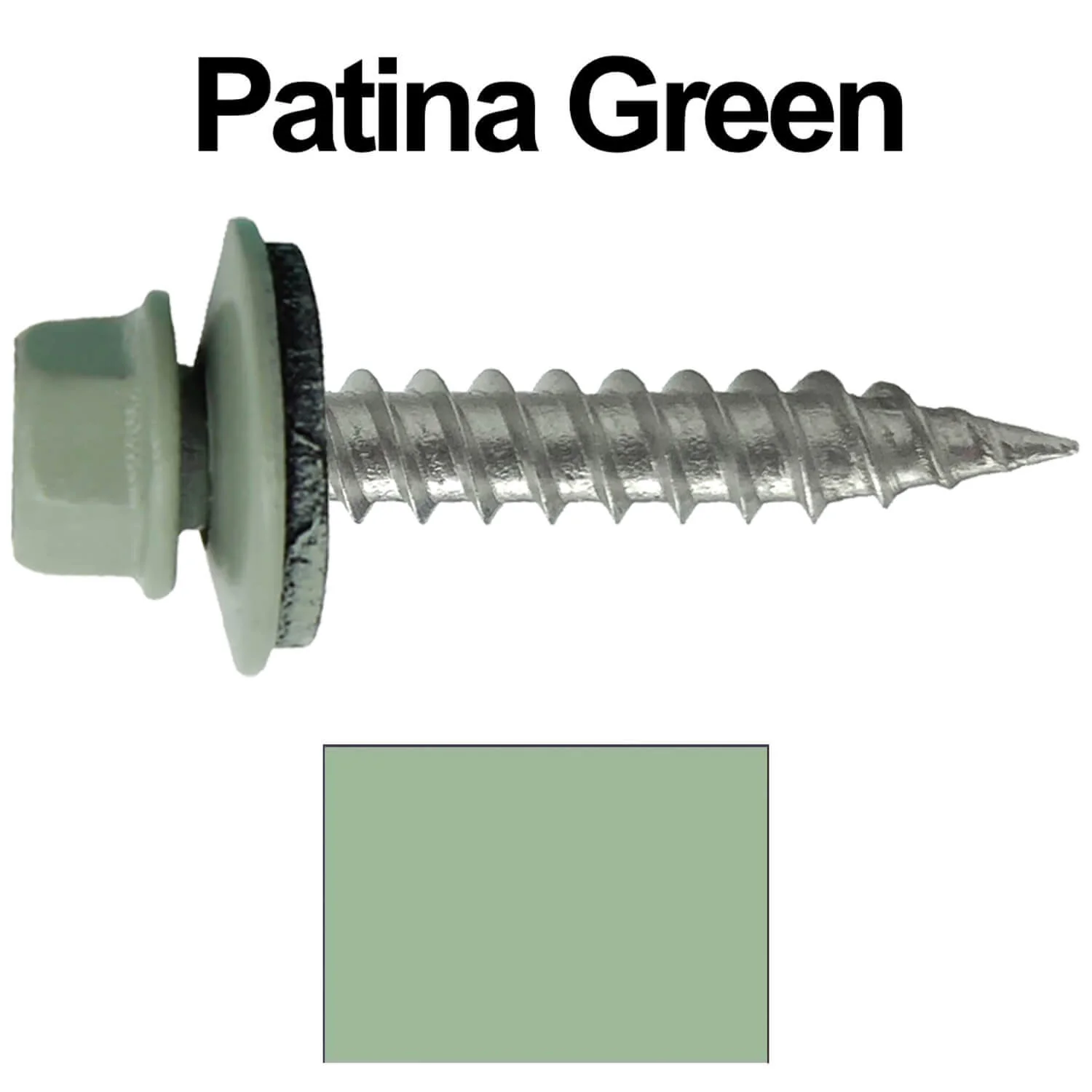 #9 x 1" Stainless Steel Metal Roofing Screws - Hex Washer Head - Self-Piercing (SP) tip metal to wood siding screws. EPDM washer. Colored head. - Image 36