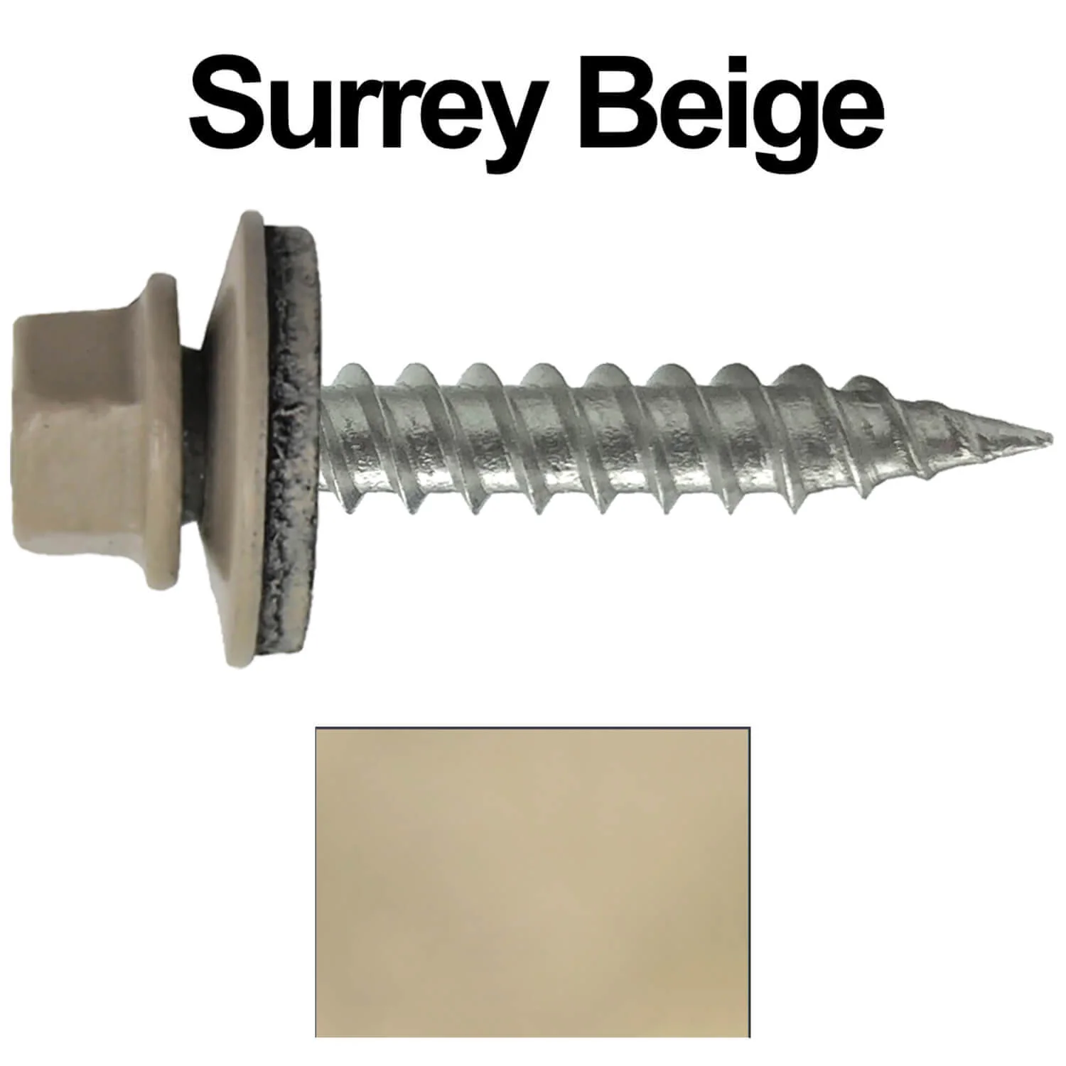#9 x 1" Stainless Steel Metal Roofing Screws - Hex Washer Head - Self-Piercing (SP) tip metal to wood siding screws. EPDM washer. Colored head. - Image 41