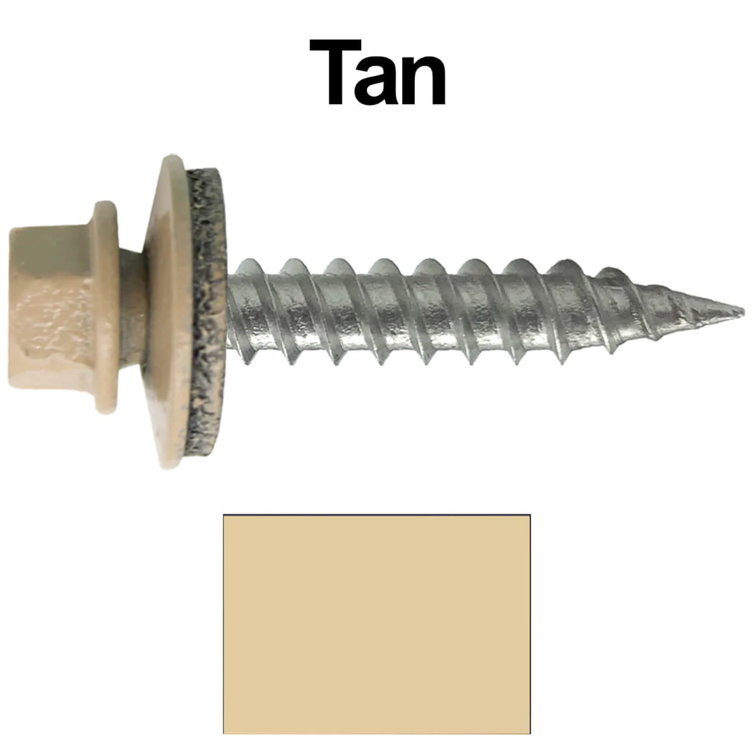 #9 x 1" Stainless Steel Metal Roofing Screws - Hex Washer Head - Self-Piercing (SP) tip metal to wood siding screws. EPDM washer. Colored head. - Image 42