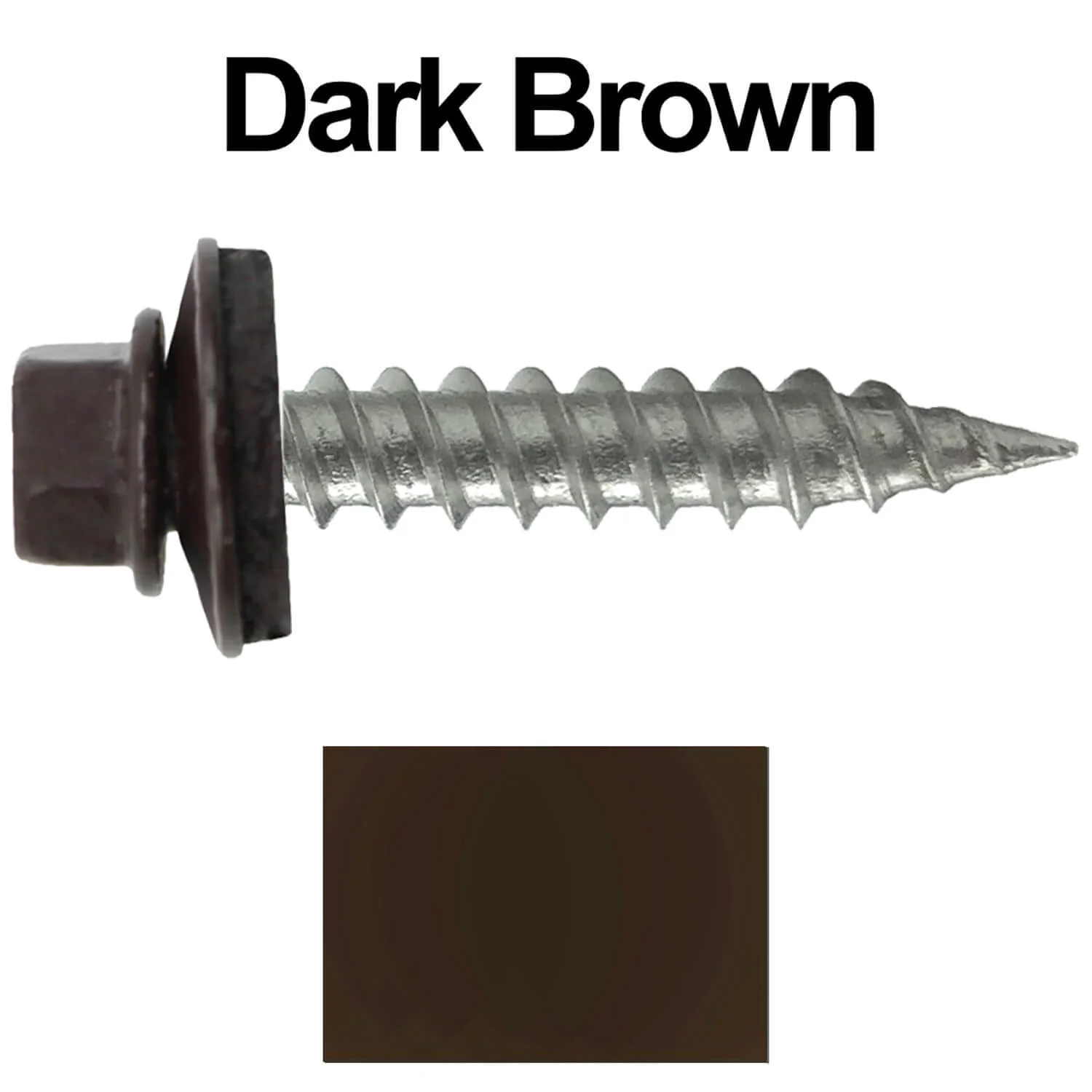 #9 x 1" Stainless Steel Metal Roofing Screws - Hex Washer Head - Self-Piercing (SP) tip metal to wood siding screws. EPDM washer. Colored head. - Image 44
