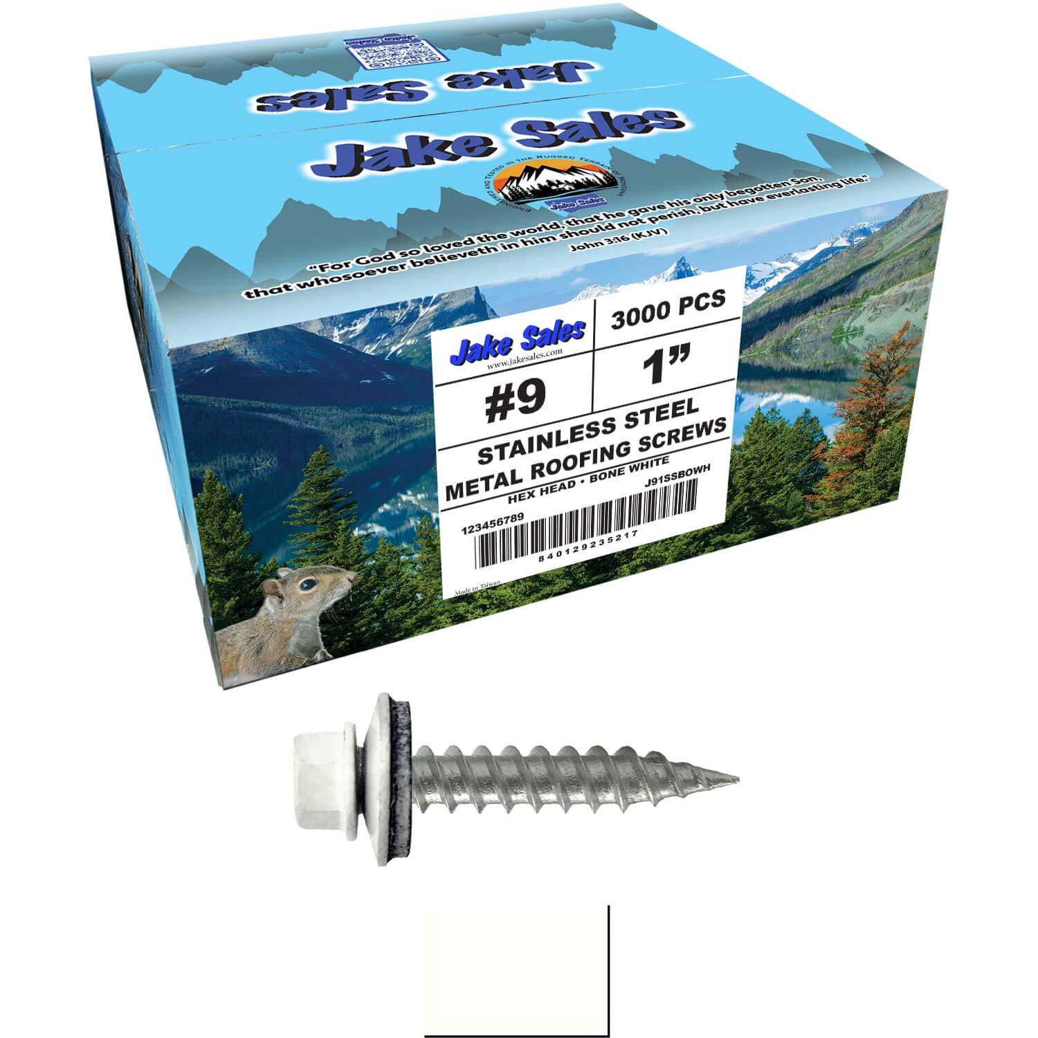 #9 x 1" Stainless Steel Metal Roofing Screws - Hex Washer Head - Self-Piercing (SP) tip metal to wood siding screws. EPDM washer. Colored head. - Image 49
