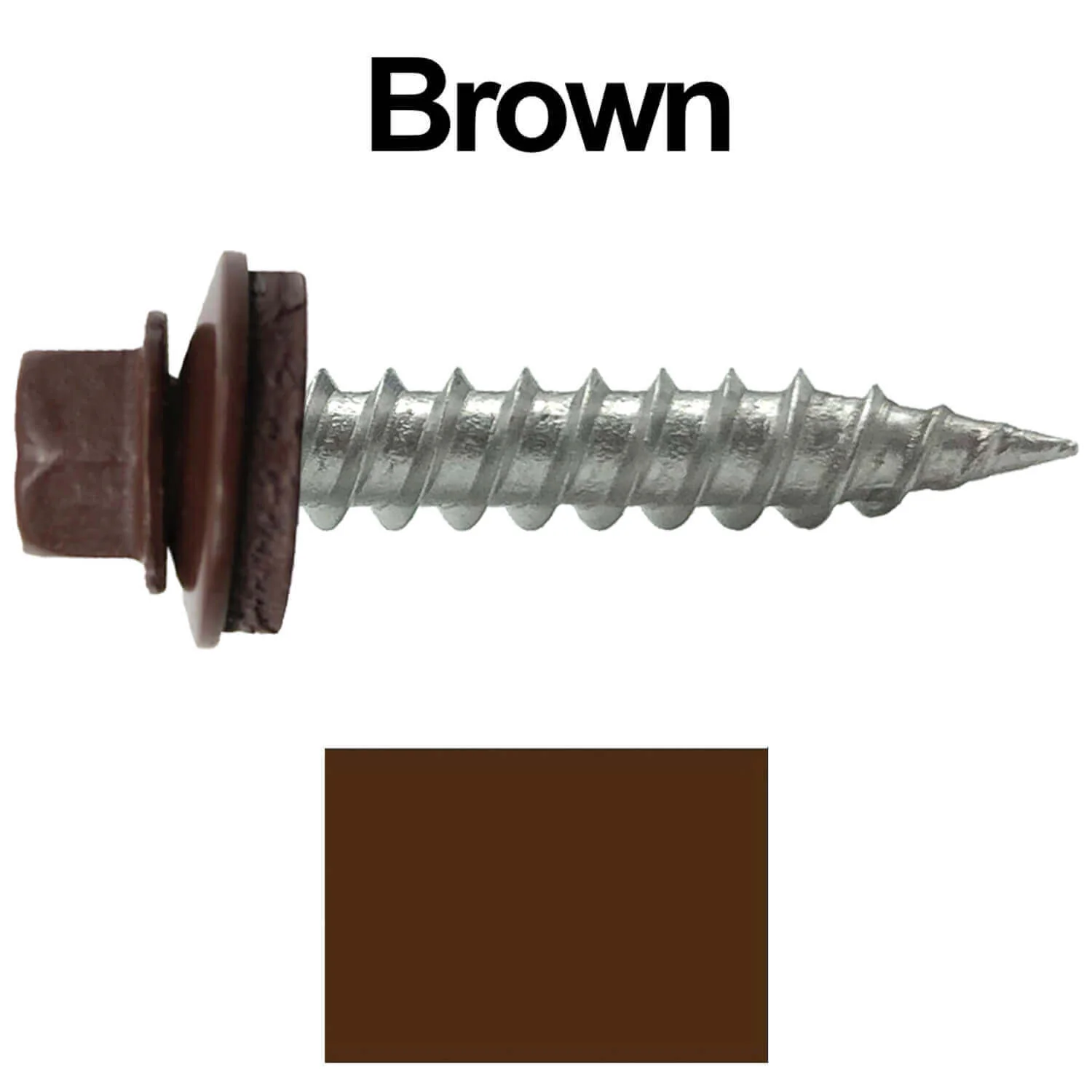 #9 x 1" Stainless Steel Metal Roofing Screws - Hex Washer Head - Self-Piercing (SP) tip metal to wood siding screws. EPDM washer. Colored head. - Image 54