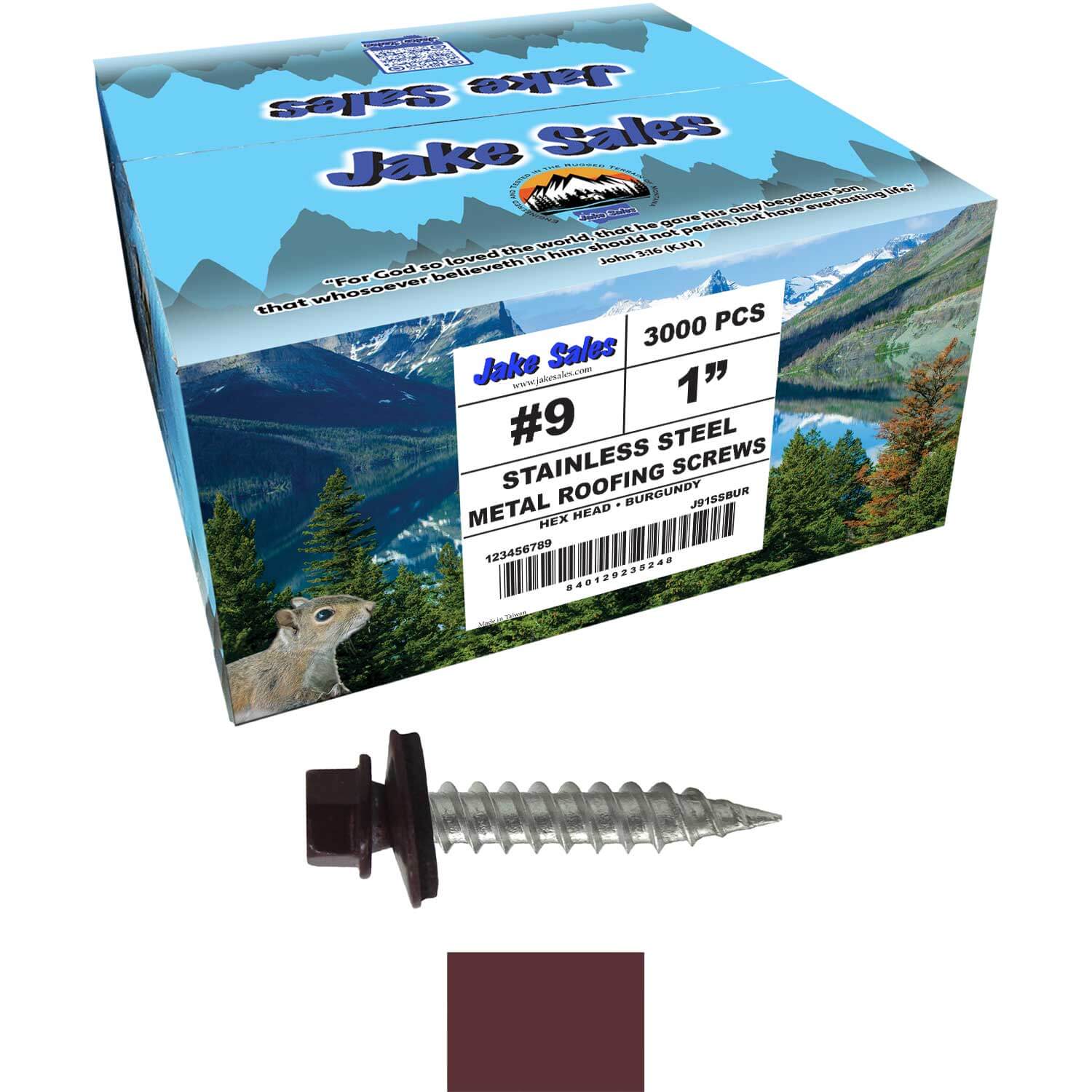 #9 x 1" Stainless Steel Metal Roofing Screws - Hex Washer Head - Self-Piercing (SP) tip metal to wood siding screws. EPDM washer. Colored head. - Image 58