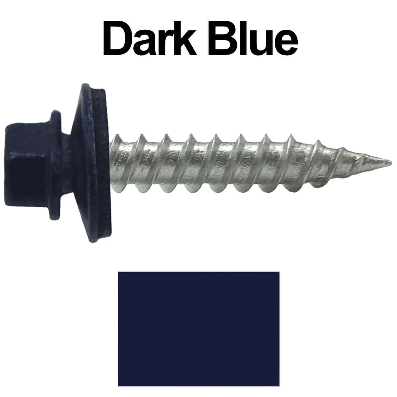 #9 x 1" Stainless Steel Metal Roofing Screws - Hex Washer Head - Self-Piercing (SP) tip metal to wood siding screws. EPDM washer. Colored head. - Image 70