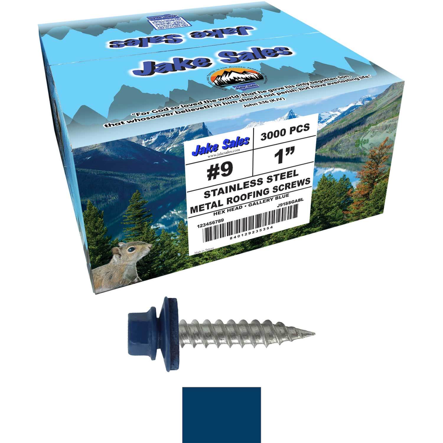 #9 x 1" Stainless Steel Metal Roofing Screws - Hex Washer Head - Self-Piercing (SP) tip metal to wood siding screws. EPDM washer. Colored head. - Image 80