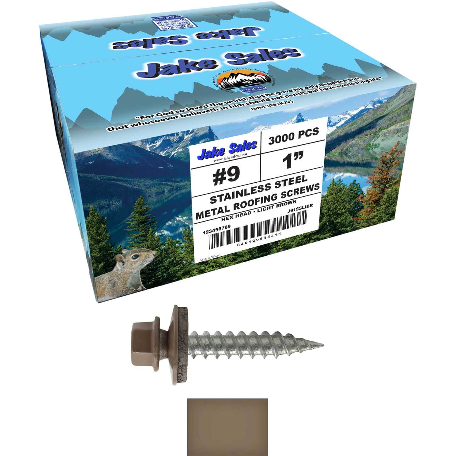 #9 x 1" Stainless Steel Metal Roofing Screws - Hex Washer Head - Self-Piercing (SP) tip metal to wood siding screws. EPDM washer. Colored head. - Image 92
