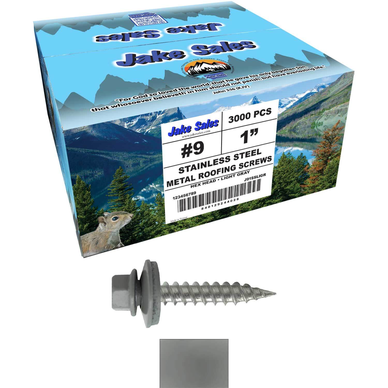 #9 x 1" Stainless Steel Metal Roofing Screws - Hex Washer Head - Self-Piercing (SP) tip metal to wood siding screws. EPDM washer. Colored head. - Image 96