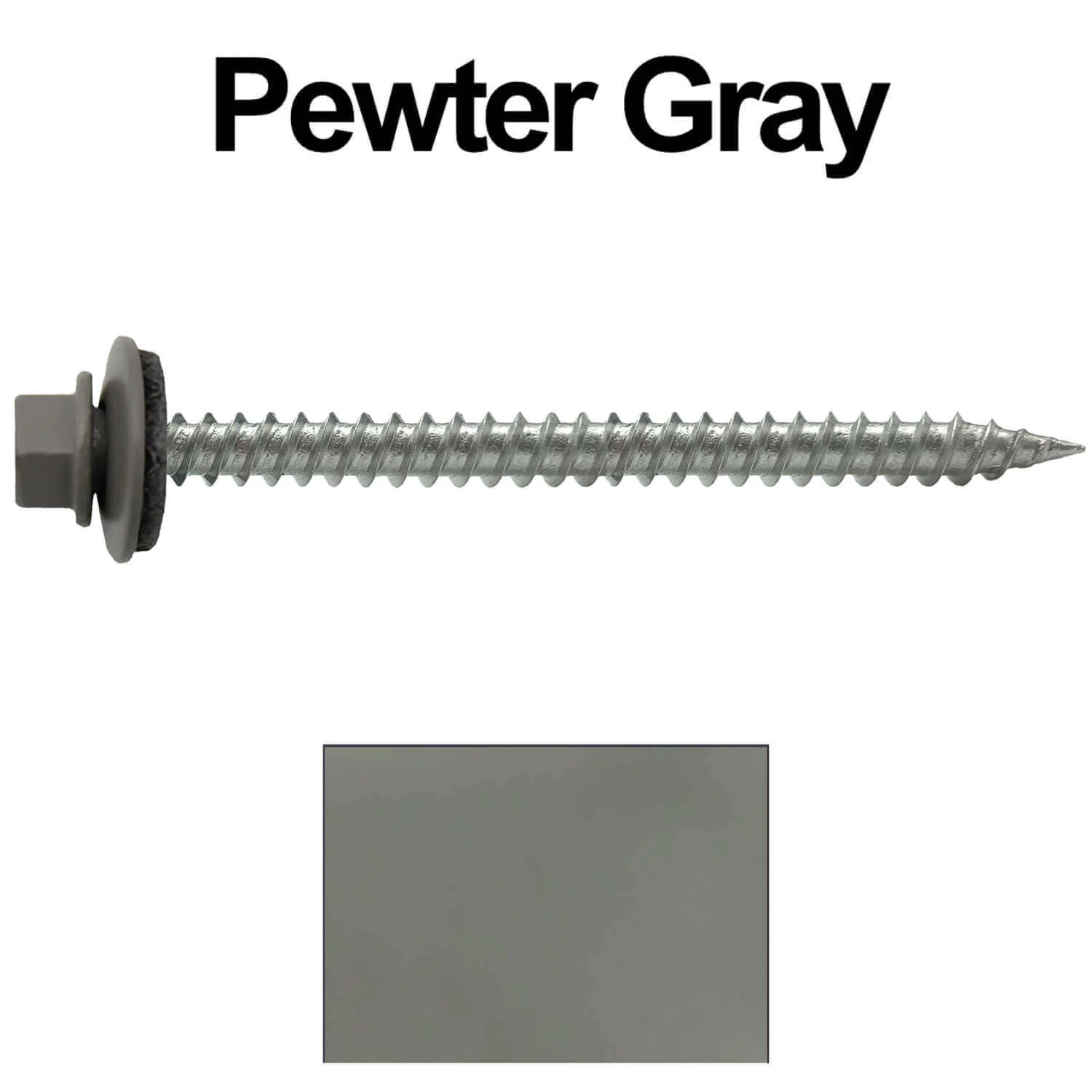 9 x 2-1/2" - Stainless Steel Metal Roofing Screws - Hex Washer Head -  Self starting metal to wood siding screws. EPDM washer. Colored head. - Image 114