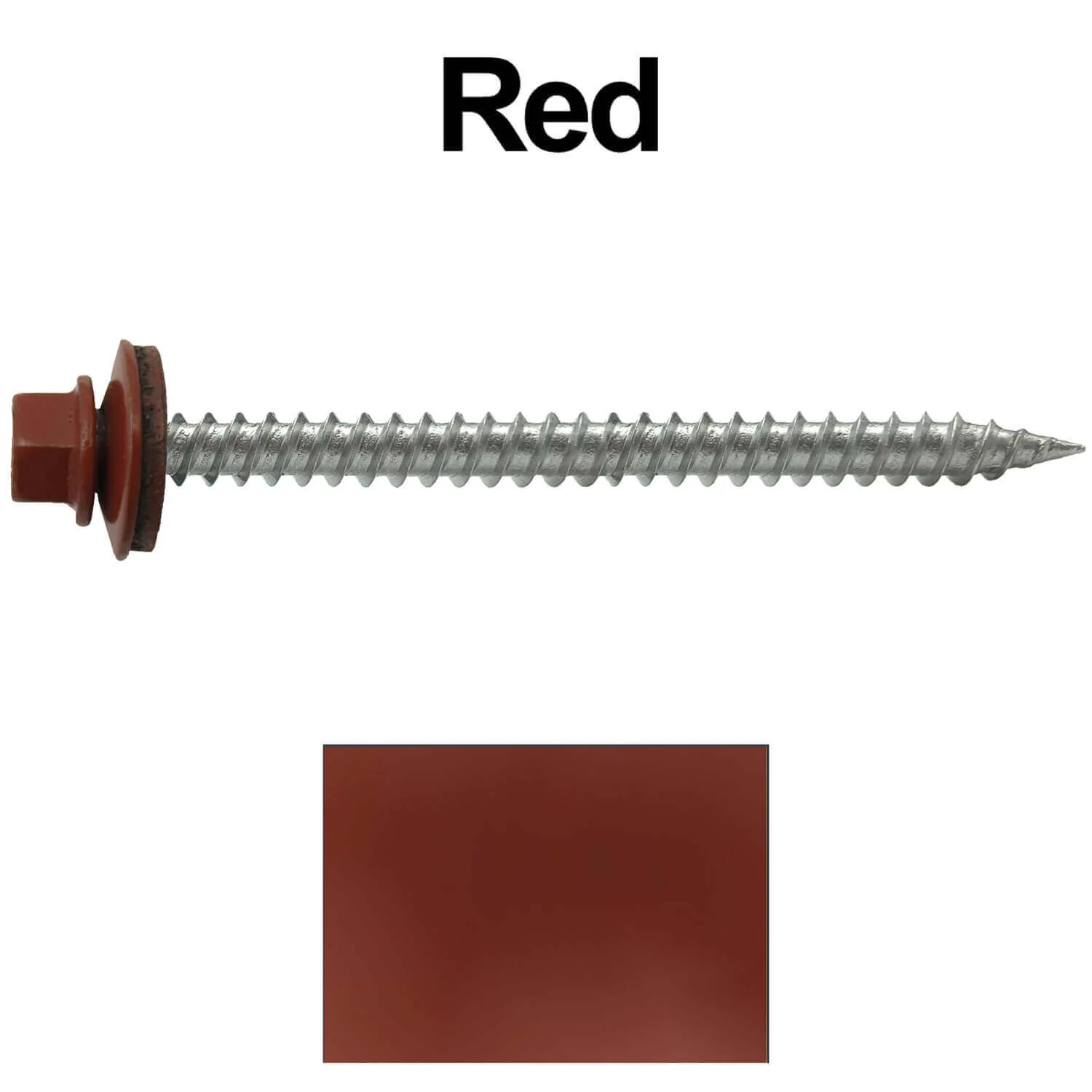 9 x 2-1/2" - Stainless Steel Metal Roofing Screws - Hex Washer Head -  Self starting metal to wood siding screws. EPDM washer. Colored head. - Image 116