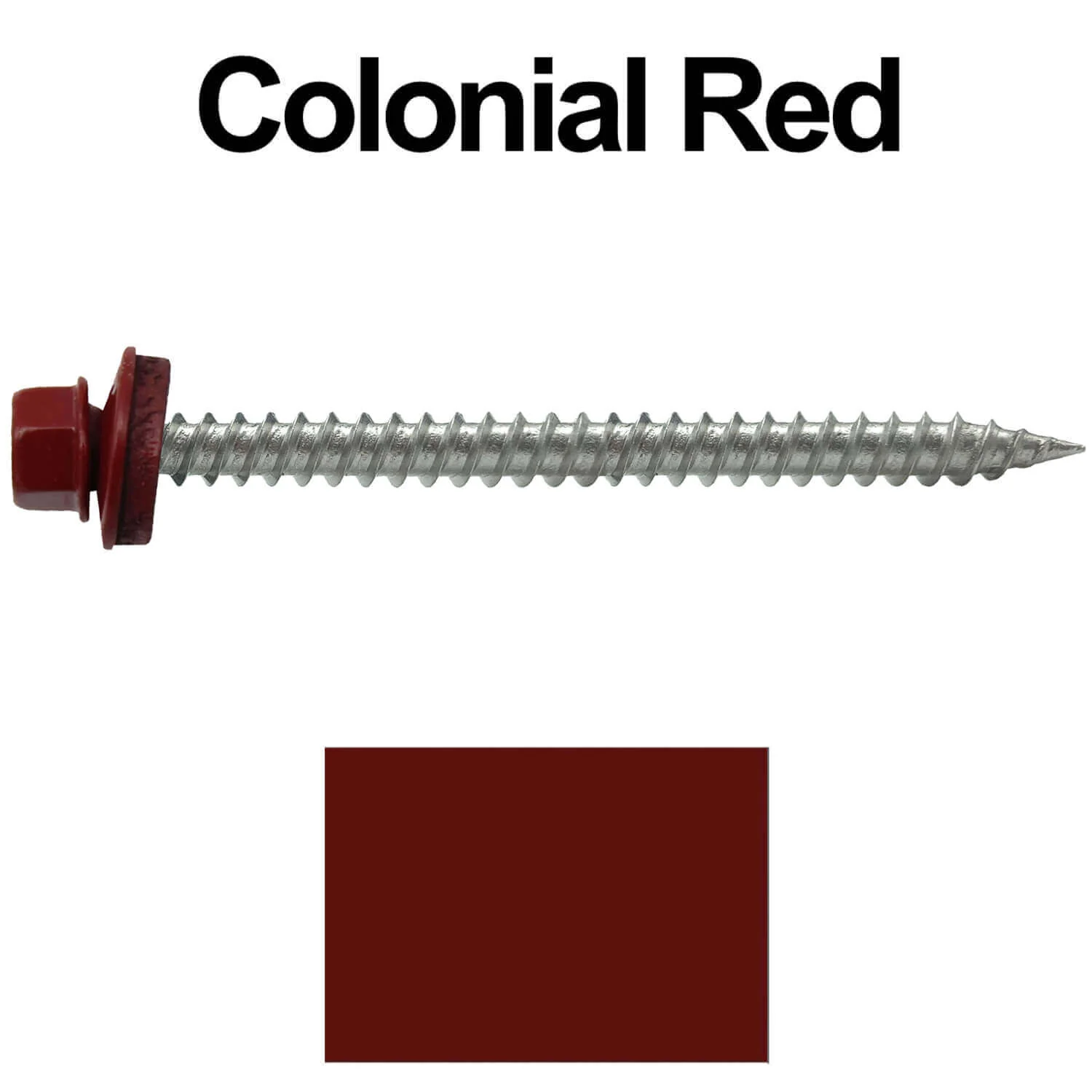 9 x 2-1/2" - Stainless Steel Metal Roofing Screws - Hex Washer Head -  Self starting metal to wood siding screws. EPDM washer. Colored head. - Image 17