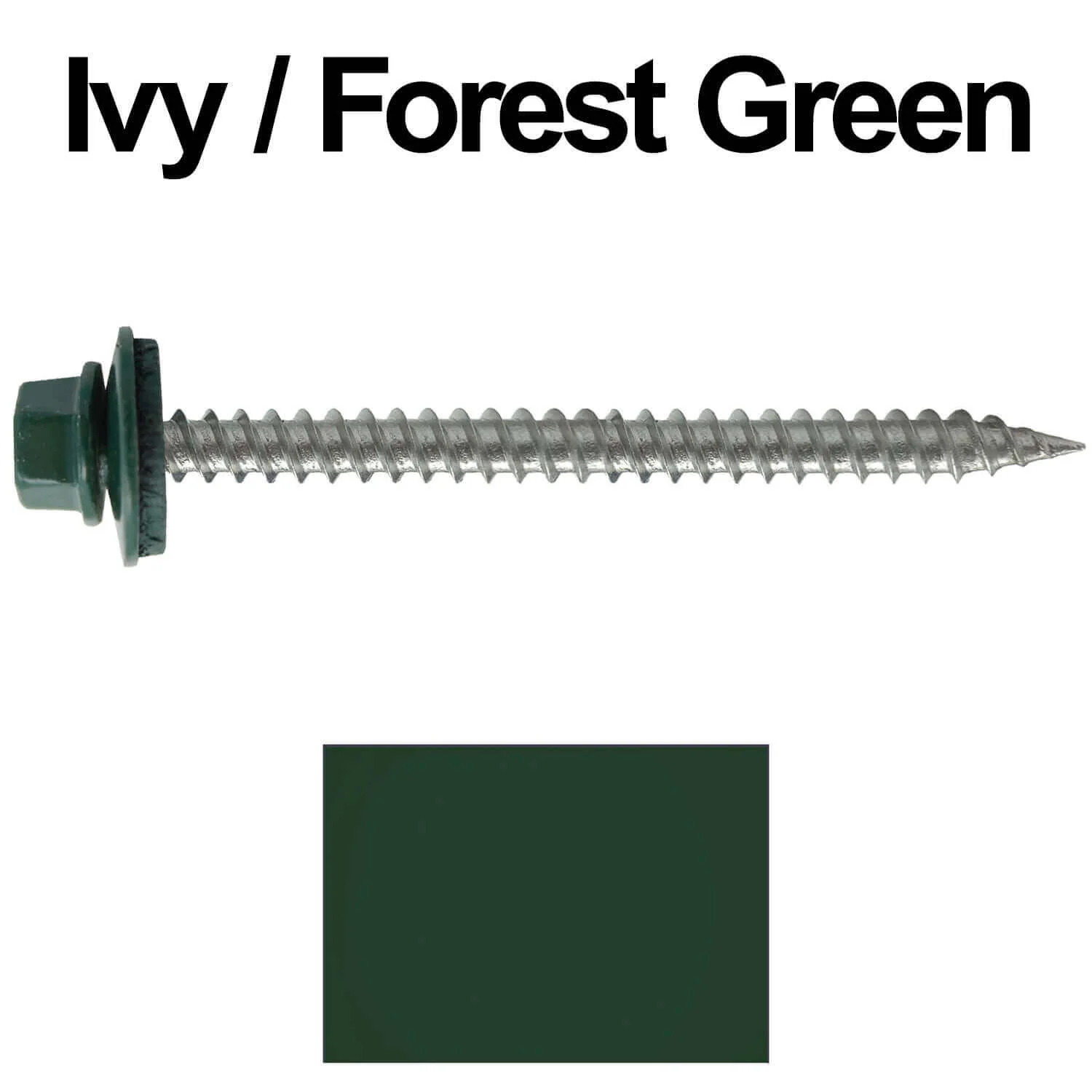 9 x 2-1/2" - Stainless Steel Metal Roofing Screws - Hex Washer Head -  Self starting metal to wood siding screws. EPDM washer. Colored head. - Image 31