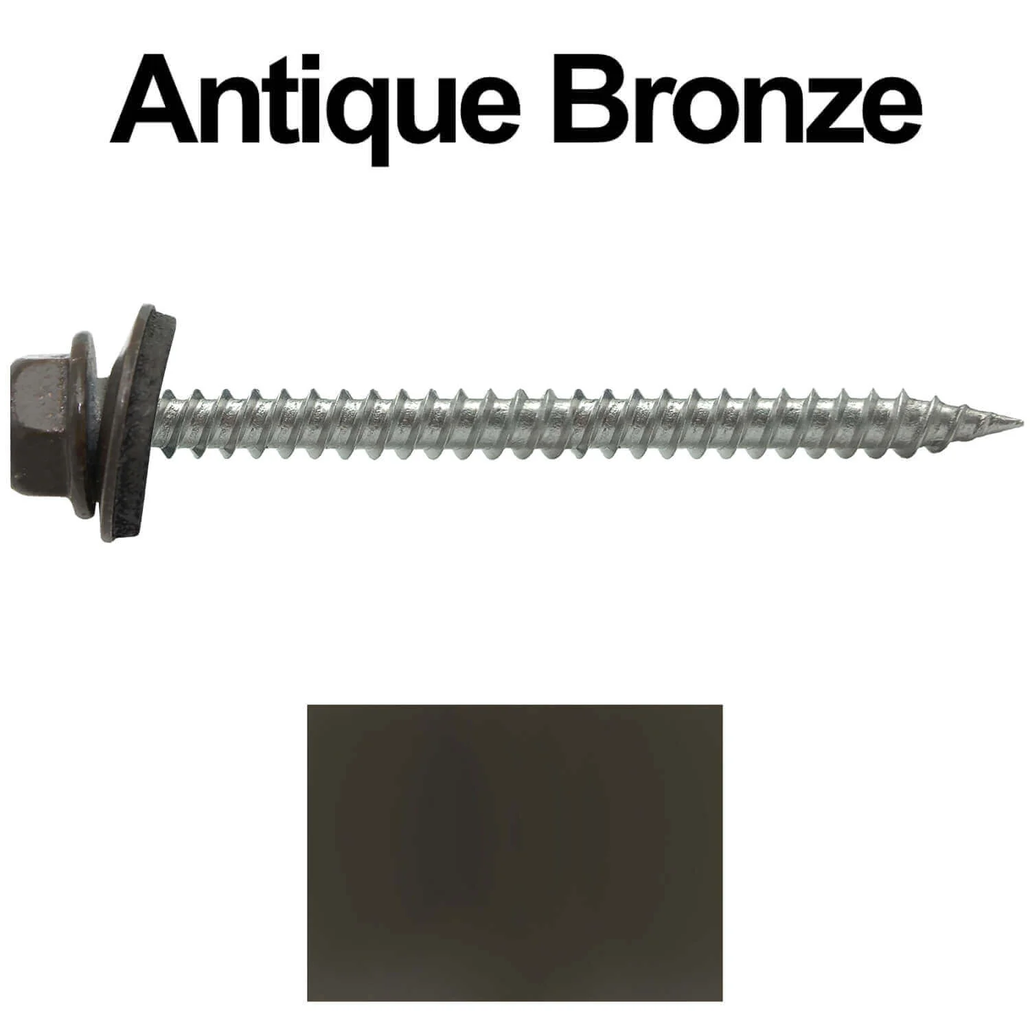 9 x 2-1/2" - Stainless Steel Metal Roofing Screws - Hex Washer Head -  Self starting metal to wood siding screws. EPDM washer. Colored head. - Image 50