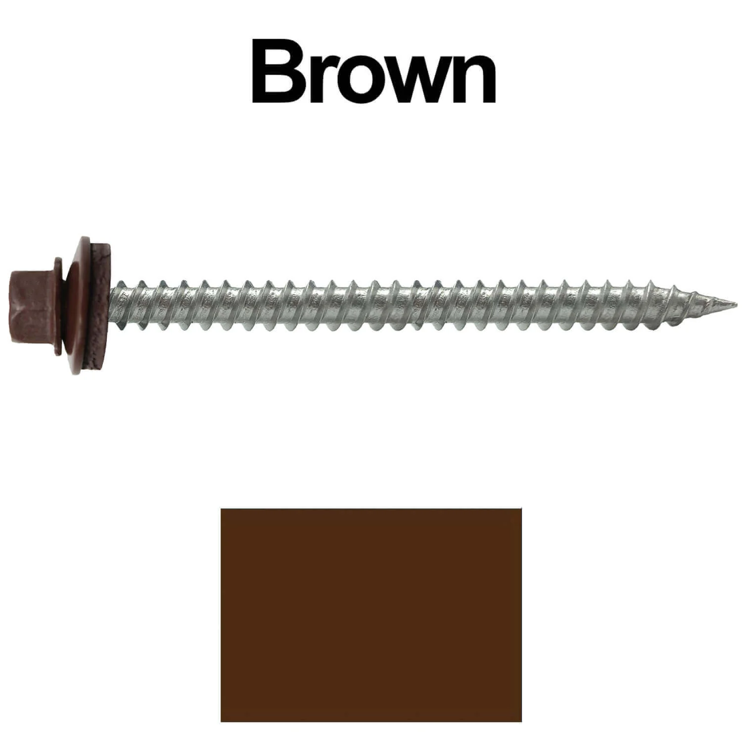 9 x 2-1/2" - Stainless Steel Metal Roofing Screws - Hex Washer Head -  Self starting metal to wood siding screws. EPDM washer. Colored head. - Image 60