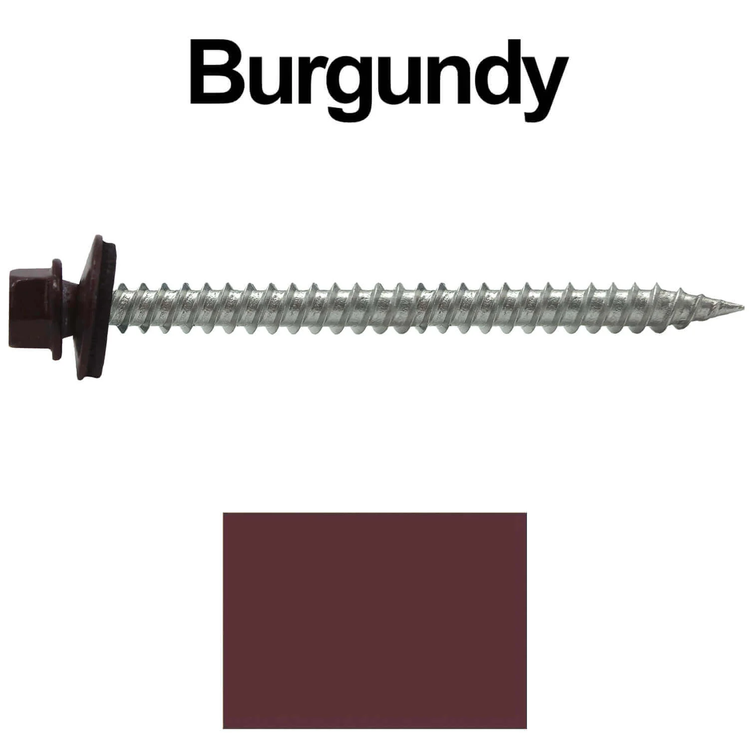 9 x 2-1/2" - Stainless Steel Metal Roofing Screws - Hex Washer Head -  Self starting metal to wood siding screws. EPDM washer. Colored head. - Image 64