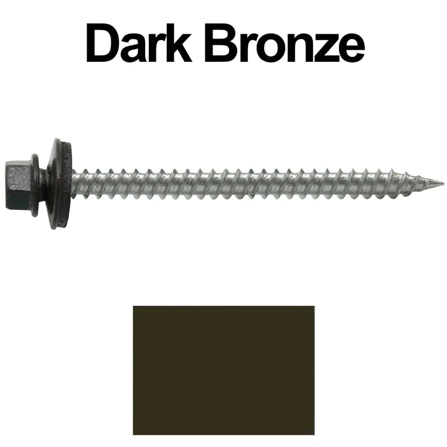 9 x 2-1/2" - Stainless Steel Metal Roofing Screws - Hex Washer Head -  Self starting metal to wood siding screws. EPDM washer. Colored head. - Image 77