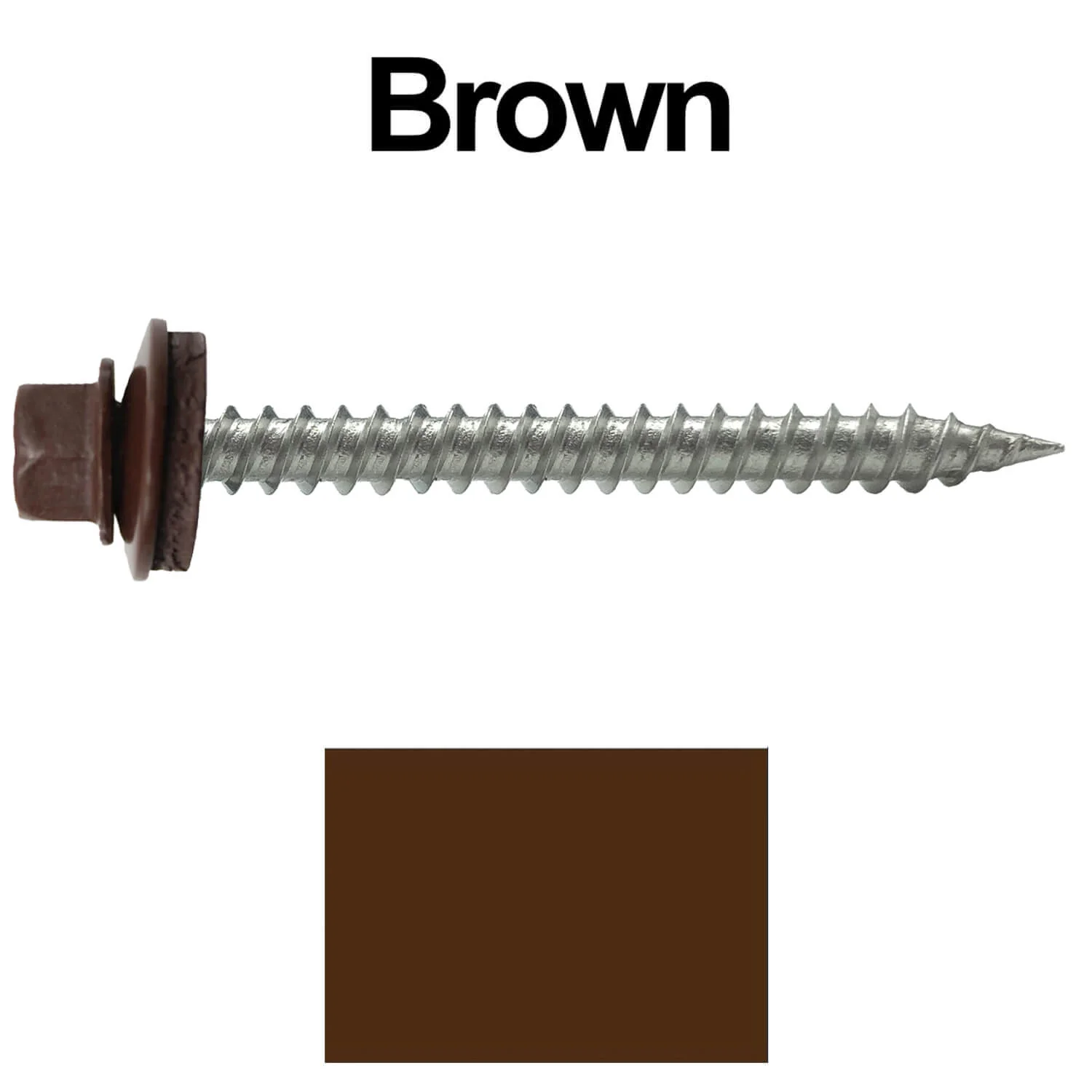 #9 x 2" Stainless Steel Metal Roofing Screws - Hex Washer Head - Self-Piercing (SP) tip metal to wood. EPDM washer. Colored head. - Image 11