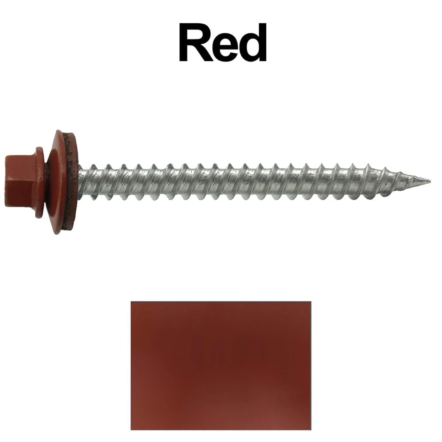 #9 x 2" Stainless Steel Metal Roofing Screws - Hex Washer Head - Self-Piercing (SP) tip metal to wood. EPDM washer. Colored head. - Image 113