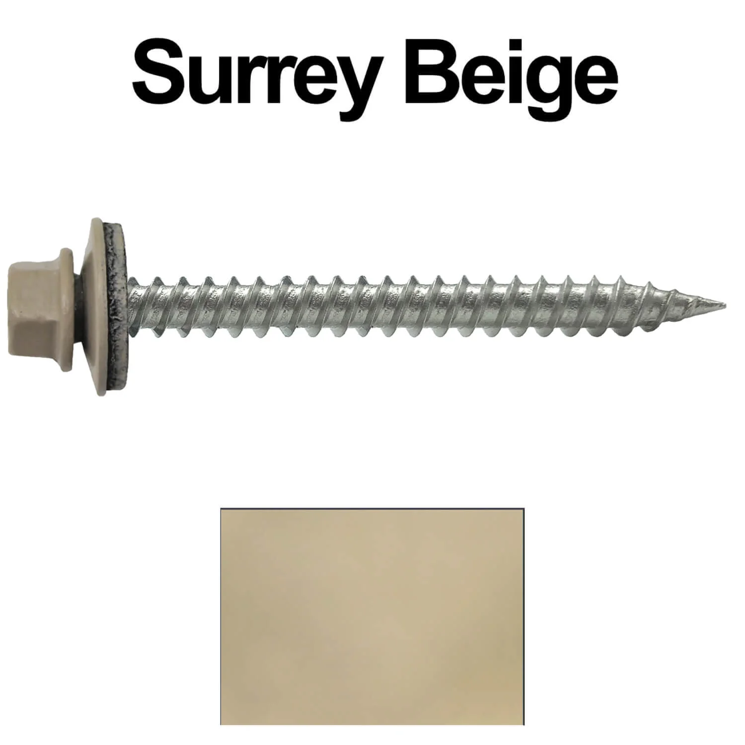 #9 x 2" Stainless Steel Metal Roofing Screws - Hex Washer Head - Self-Piercing (SP) tip metal to wood. EPDM washer. Colored head. - Image 120