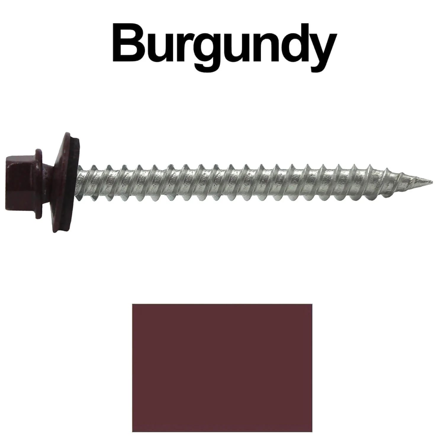 #9 x 2" Stainless Steel Metal Roofing Screws - Hex Washer Head - Self-Piercing (SP) tip metal to wood. EPDM washer. Colored head. - Image 13