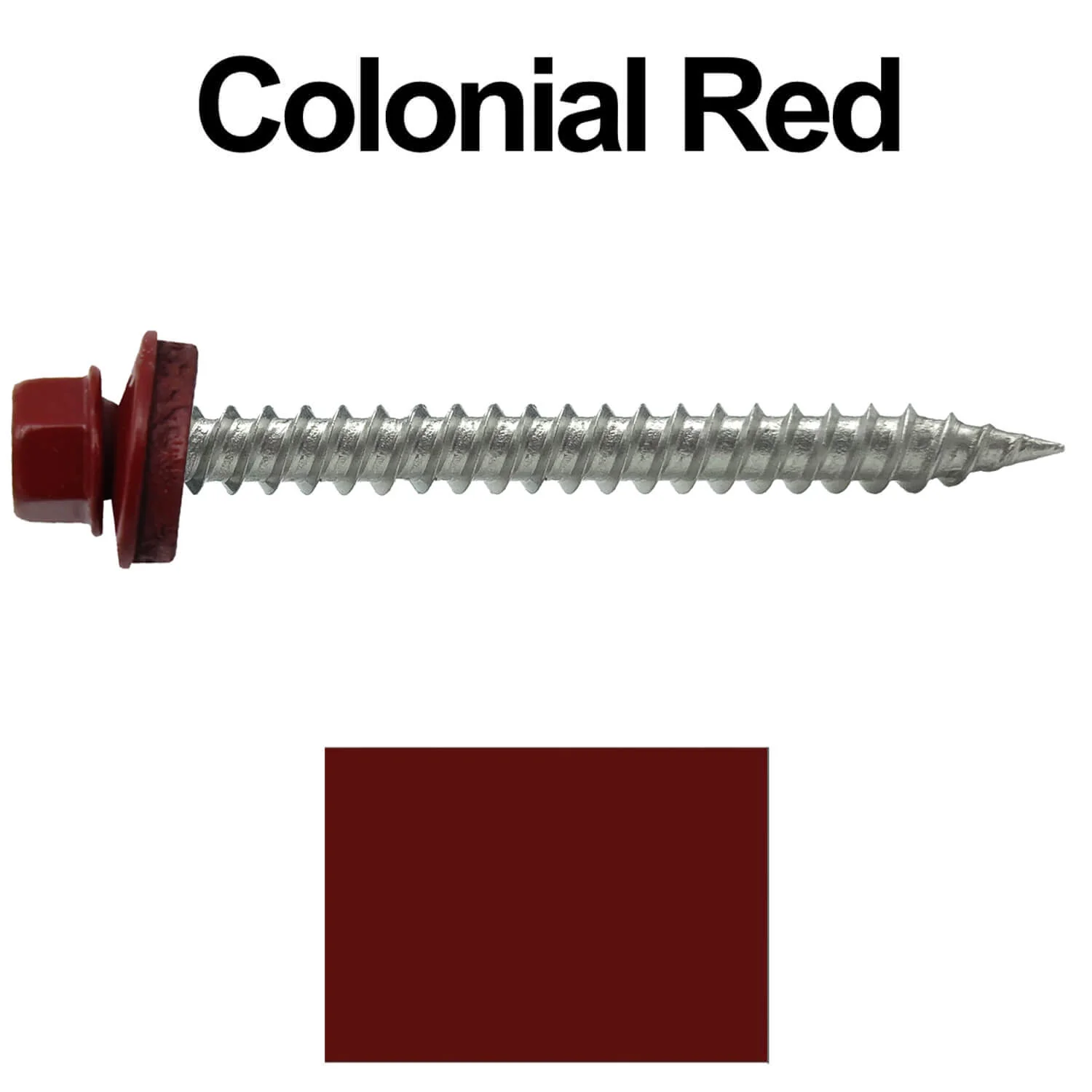 #9 x 2" Stainless Steel Metal Roofing Screws - Hex Washer Head - Self-Piercing (SP) tip metal to wood. EPDM washer. Colored head. - Image 16