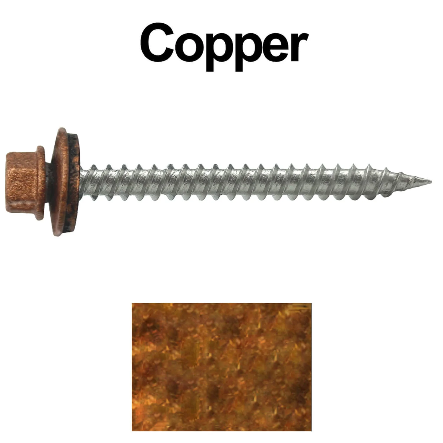 #9 x 2" Stainless Steel Metal Roofing Screws - Hex Washer Head - Self-Piercing (SP) tip metal to wood. EPDM washer. Colored head. - Image 17