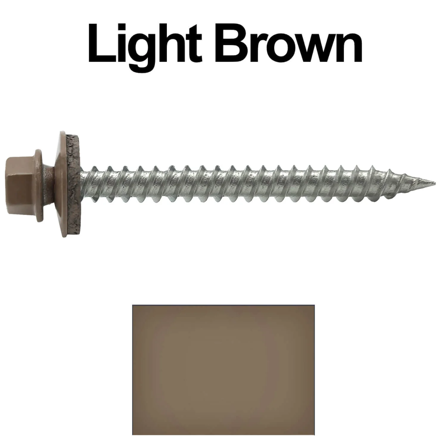 #9 x 2" Stainless Steel Metal Roofing Screws - Hex Washer Head - Self-Piercing (SP) tip metal to wood. EPDM washer. Colored head. - Image 30