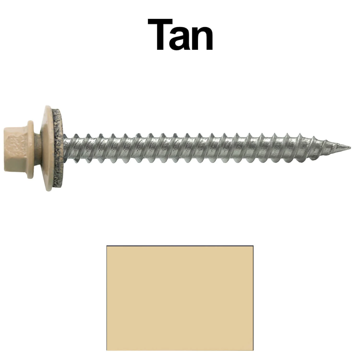 #9 x 2" Stainless Steel Metal Roofing Screws - Hex Washer Head - Self-Piercing (SP) tip metal to wood. EPDM washer. Colored head. - Image 42