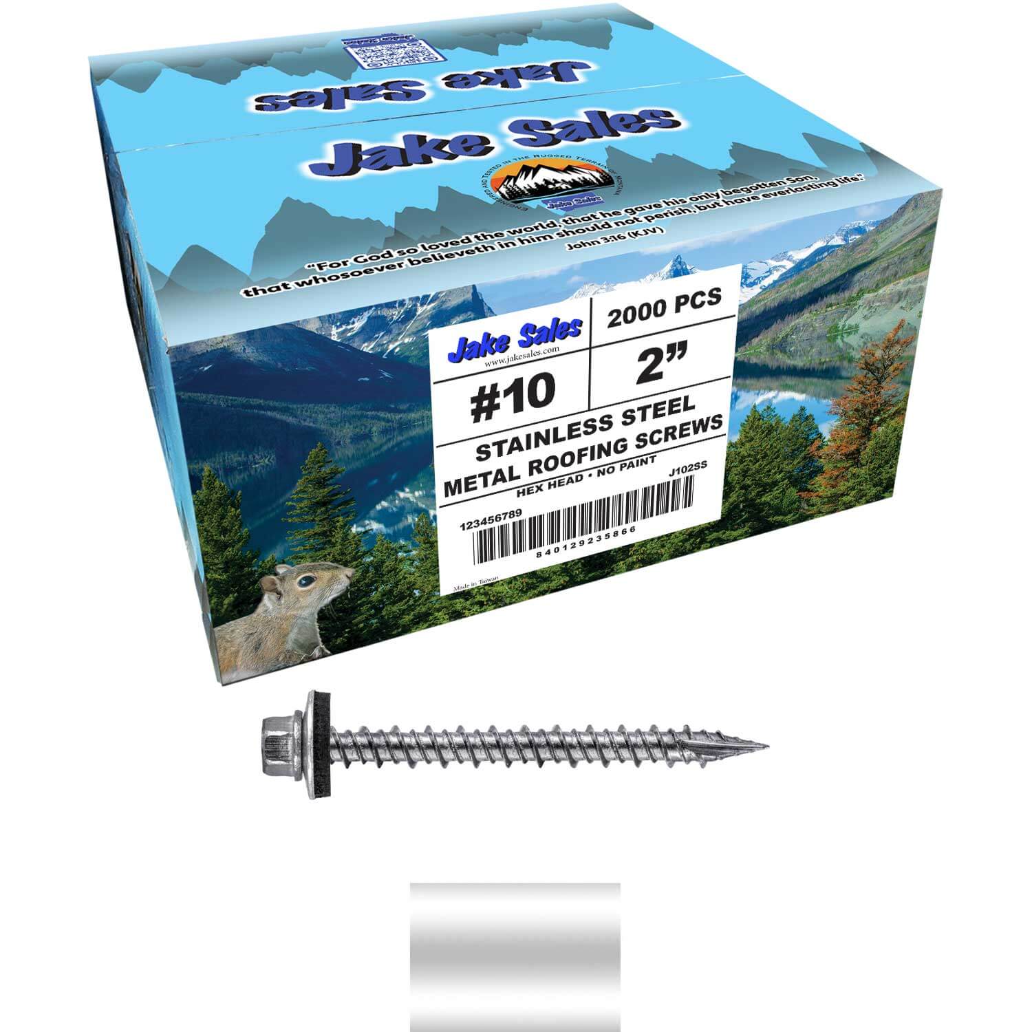 #9 x 2" Stainless Steel Metal Roofing Screws - Hex Washer Head - Self-Piercing (SP) tip metal to wood. EPDM washer. Colored head. - Image 43