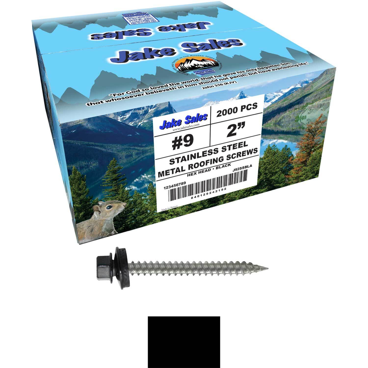#9 x 2" Stainless Steel Metal Roofing Screws - Hex Washer Head - Self-Piercing (SP) tip metal to wood. EPDM washer. Colored head. - Image 52