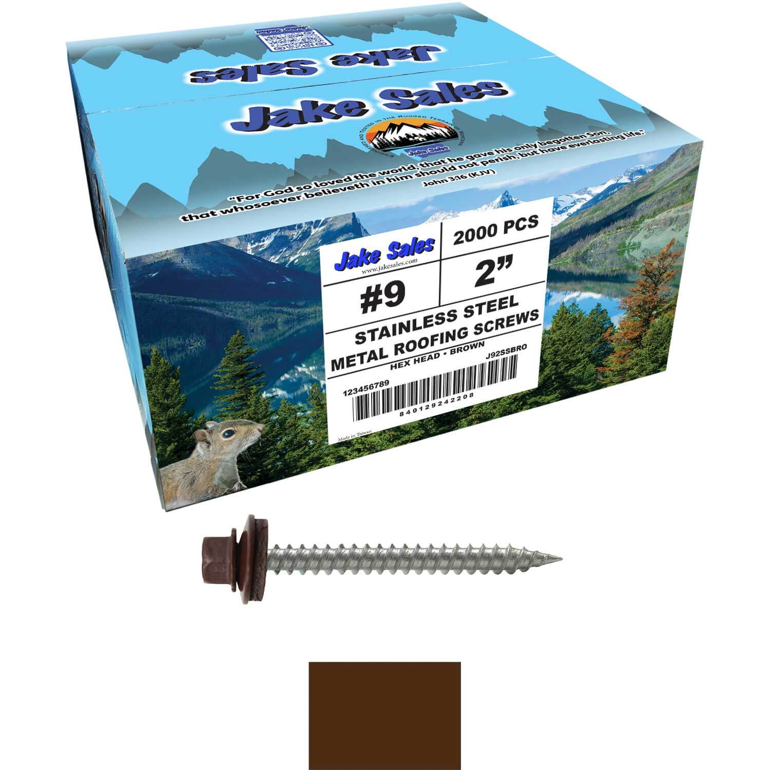 #9 x 2" Stainless Steel Metal Roofing Screws - Hex Washer Head - Self-Piercing (SP) tip metal to wood. EPDM washer. Colored head. - Image 57