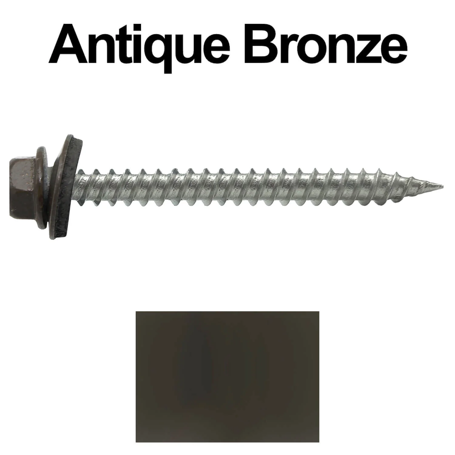 #9 x 2" Stainless Steel Metal Roofing Screws - Hex Washer Head - Self-Piercing (SP) tip metal to wood. EPDM washer. Colored head. - Image 6