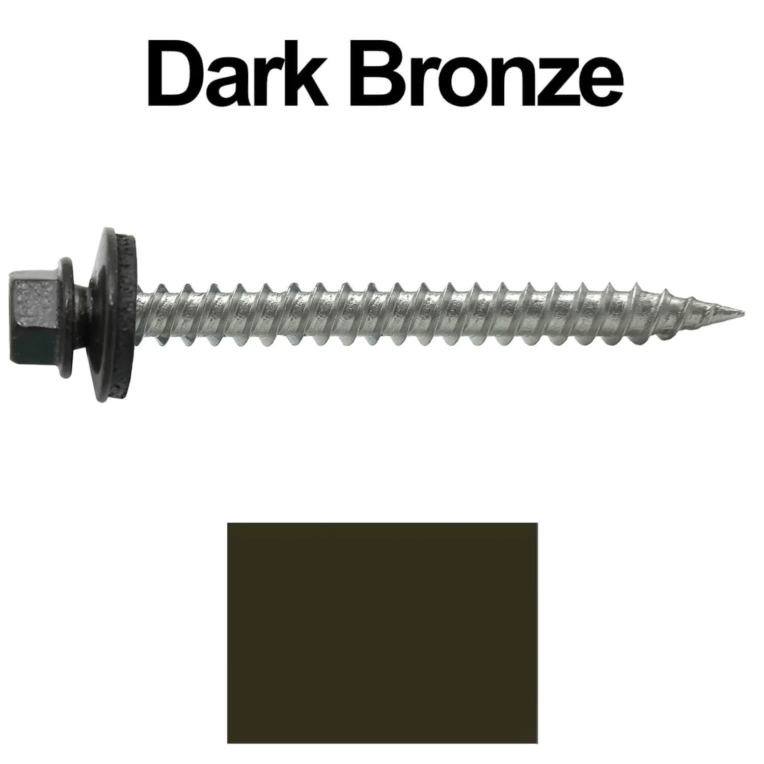 #9 x 2" Stainless Steel Metal Roofing Screws - Hex Washer Head - Self-Piercing (SP) tip metal to wood. EPDM washer. Colored head. - Image 76