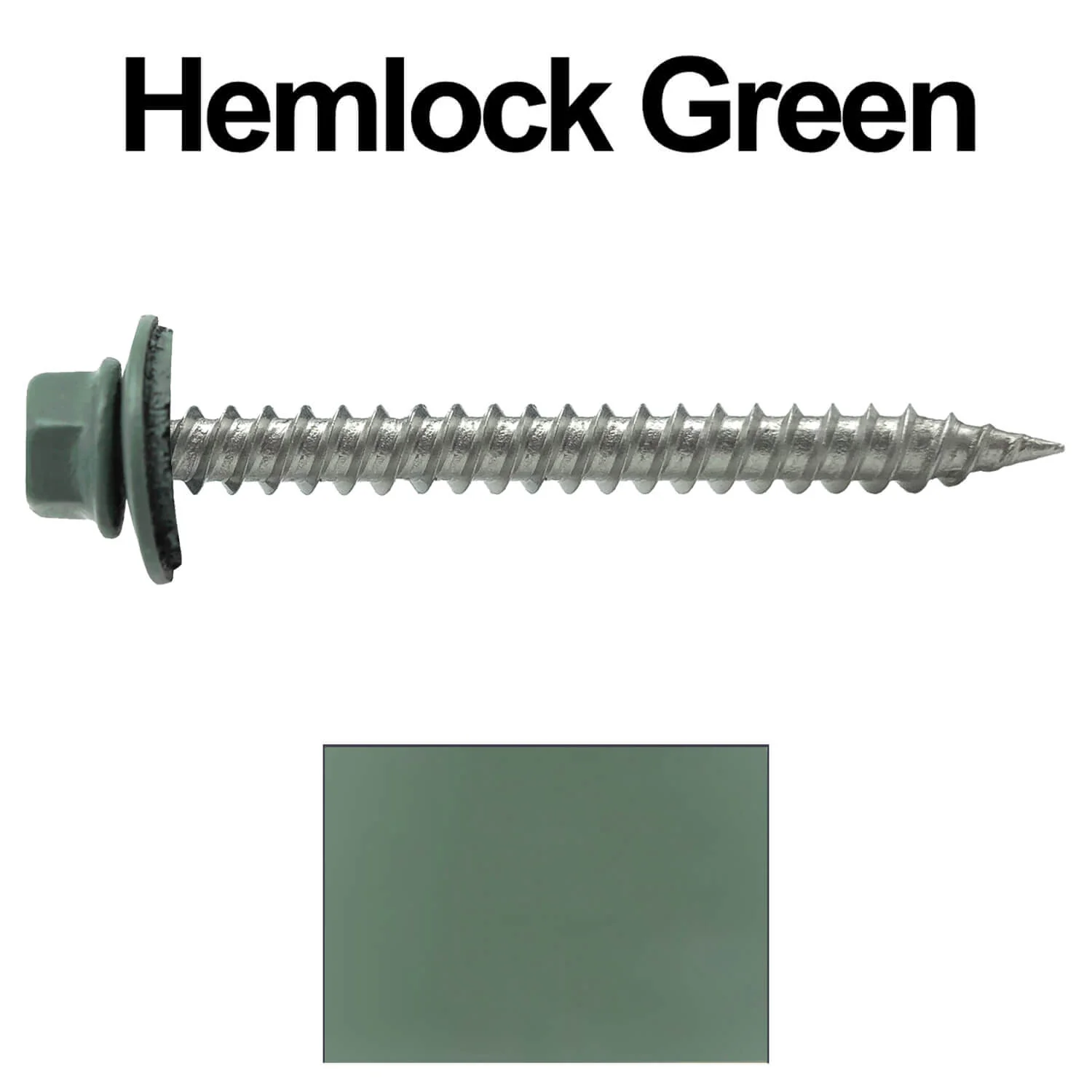 #9 x 2" Stainless Steel Metal Roofing Screws - Hex Washer Head - Self-Piercing (SP) tip metal to wood. EPDM washer. Colored head. - Image 90