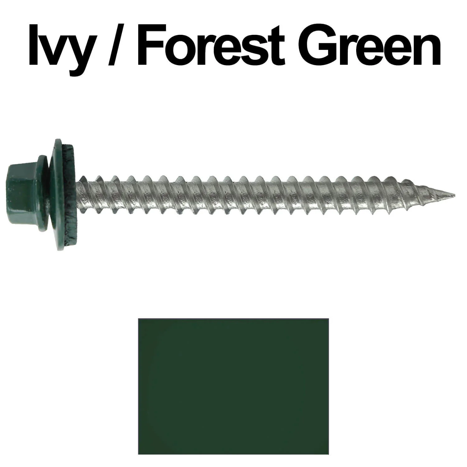 #9 x 2" Stainless Steel Metal Roofing Screws - Hex Washer Head - Self-Piercing (SP) tip metal to wood. EPDM washer. Colored head. - Image 95