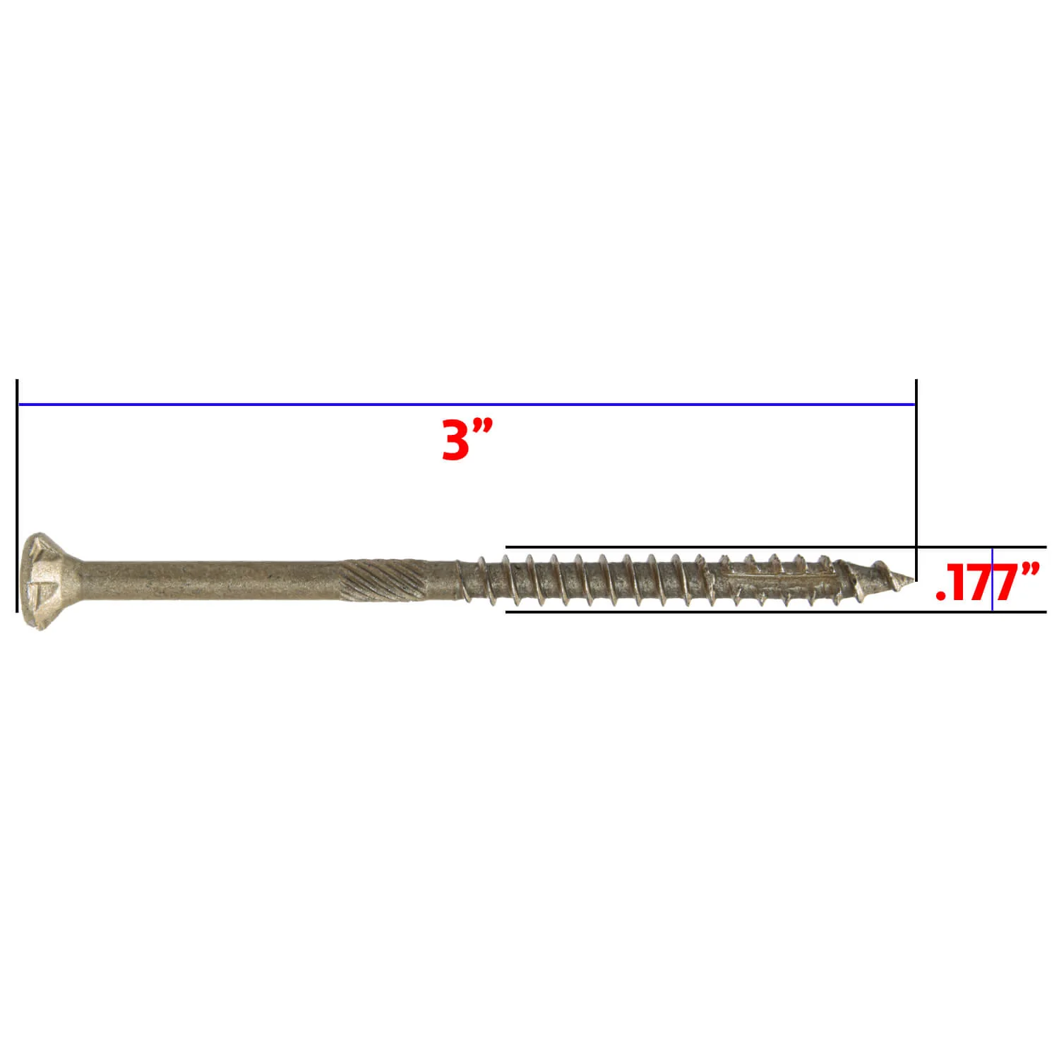 #9 x 3" Bronze Coated Multipurpose Wood Screw Torx/Star Drive Flat Head Exterior Coated - ACQ Compatible Wood Screws (OVERSTOCK) - Image 7