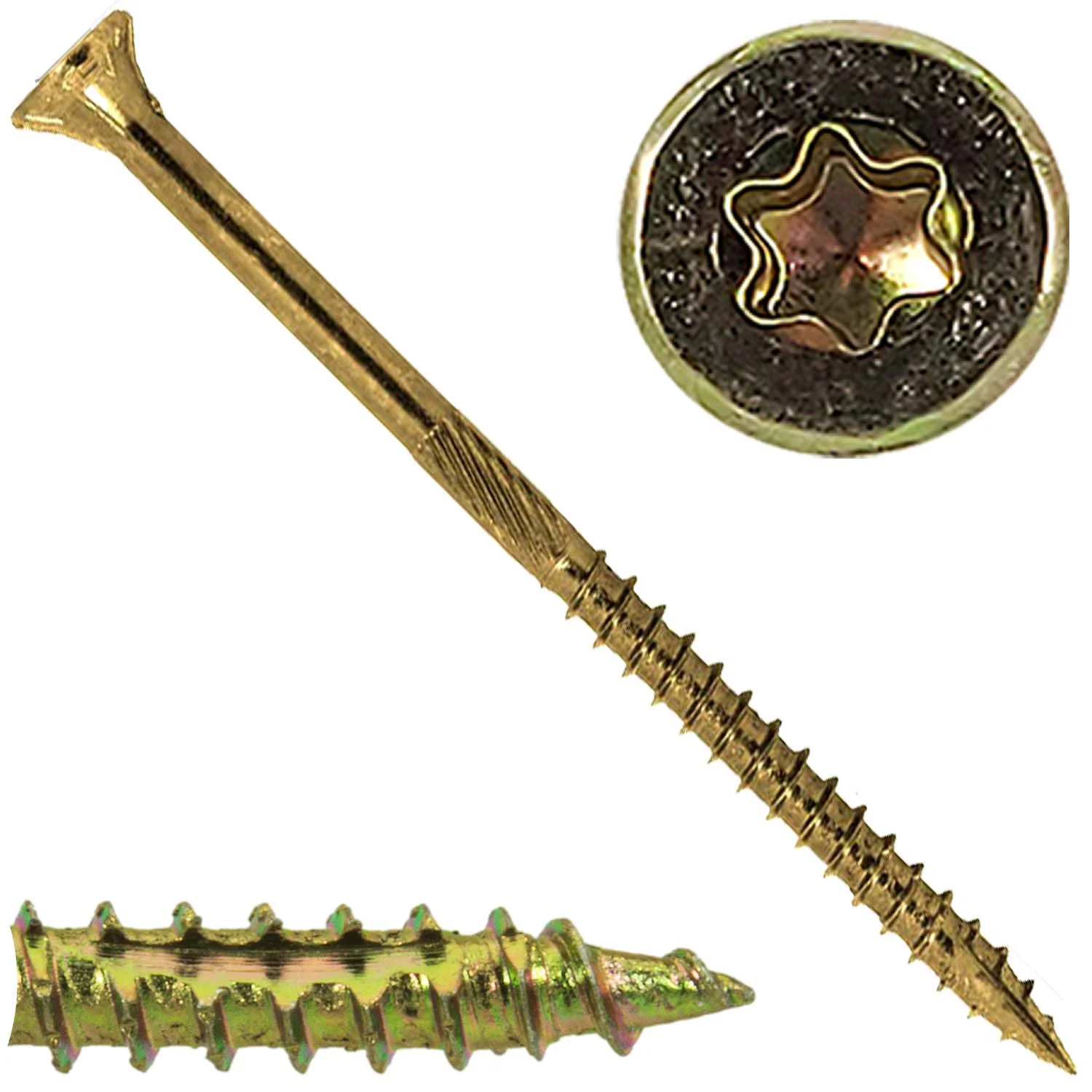 #9 x 3" Gold Star Wood Screw, T-25 Torx Drive, Flat Head (OVERSTOCK) - Image 15