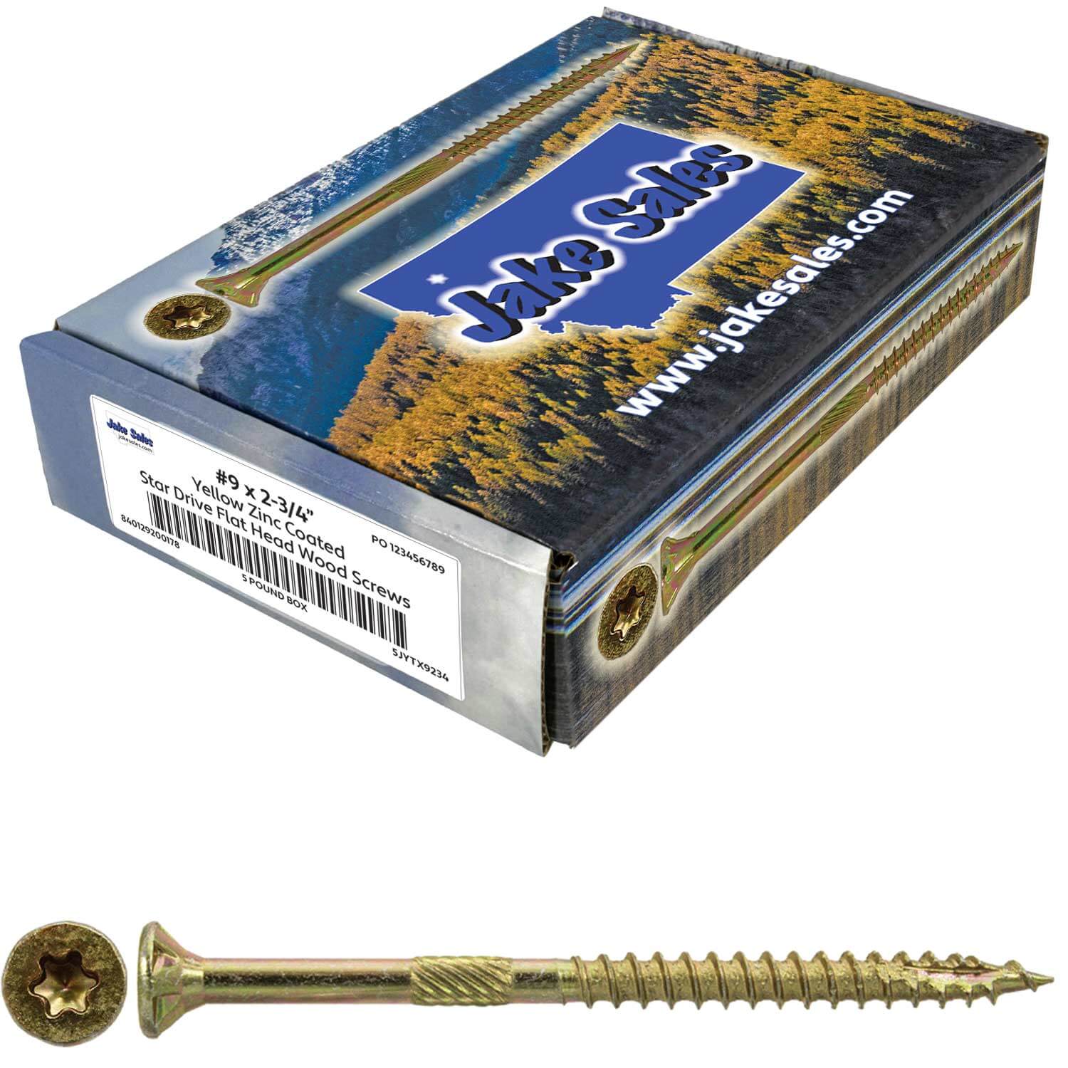 #9 Gold Star/Torx Drive Zinc Coated T-25 Flat Head Wood Screws - Image 10