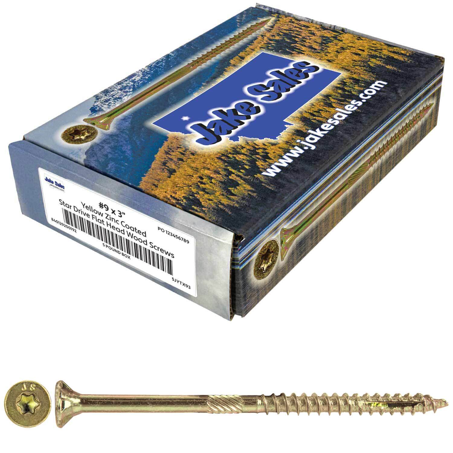 #9 Gold Star/Torx Drive Zinc Coated T-25 Flat Head Wood Screws - Image 12