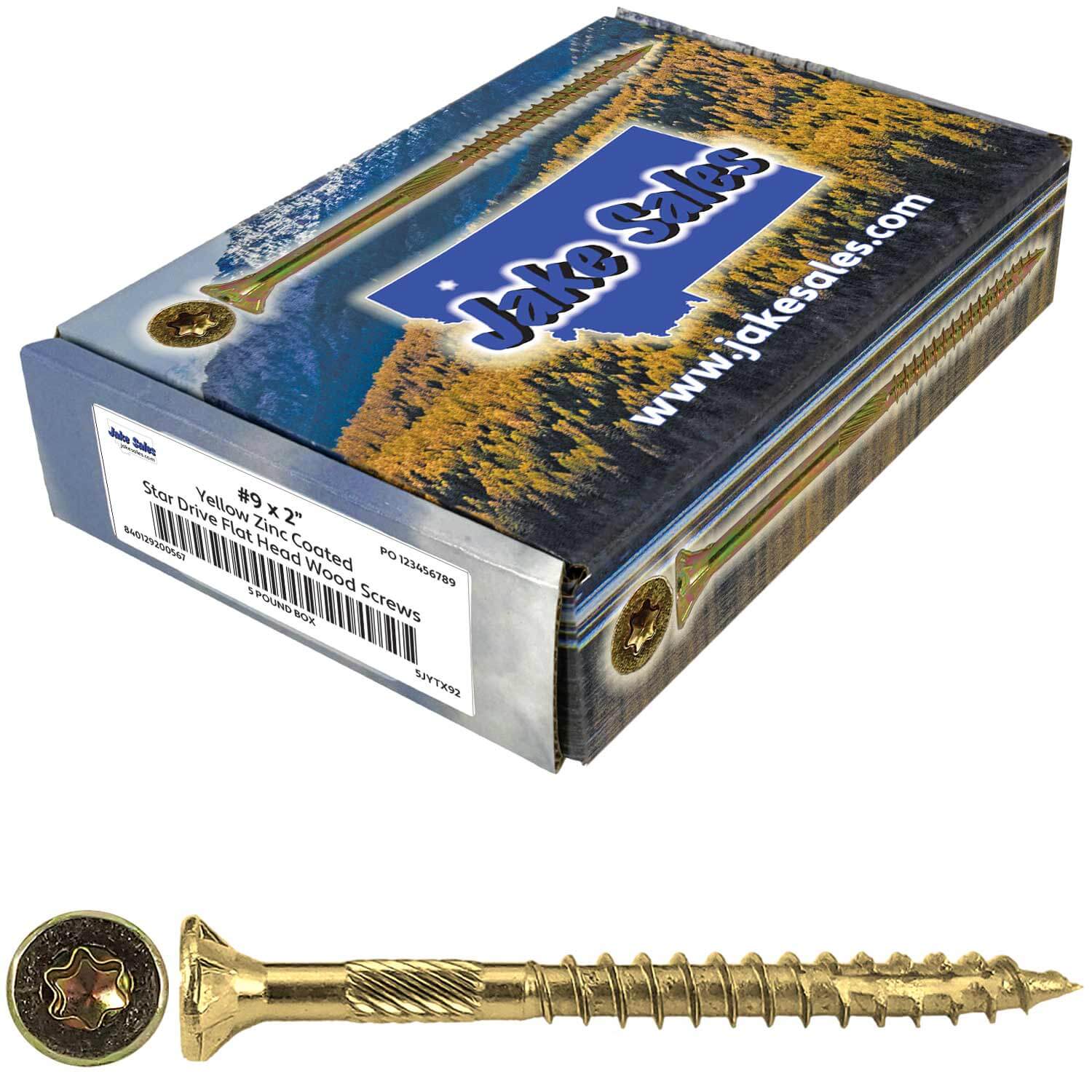 #9 Gold Star/Torx Drive Zinc Coated T-25 Flat Head Wood Screws - Image 20