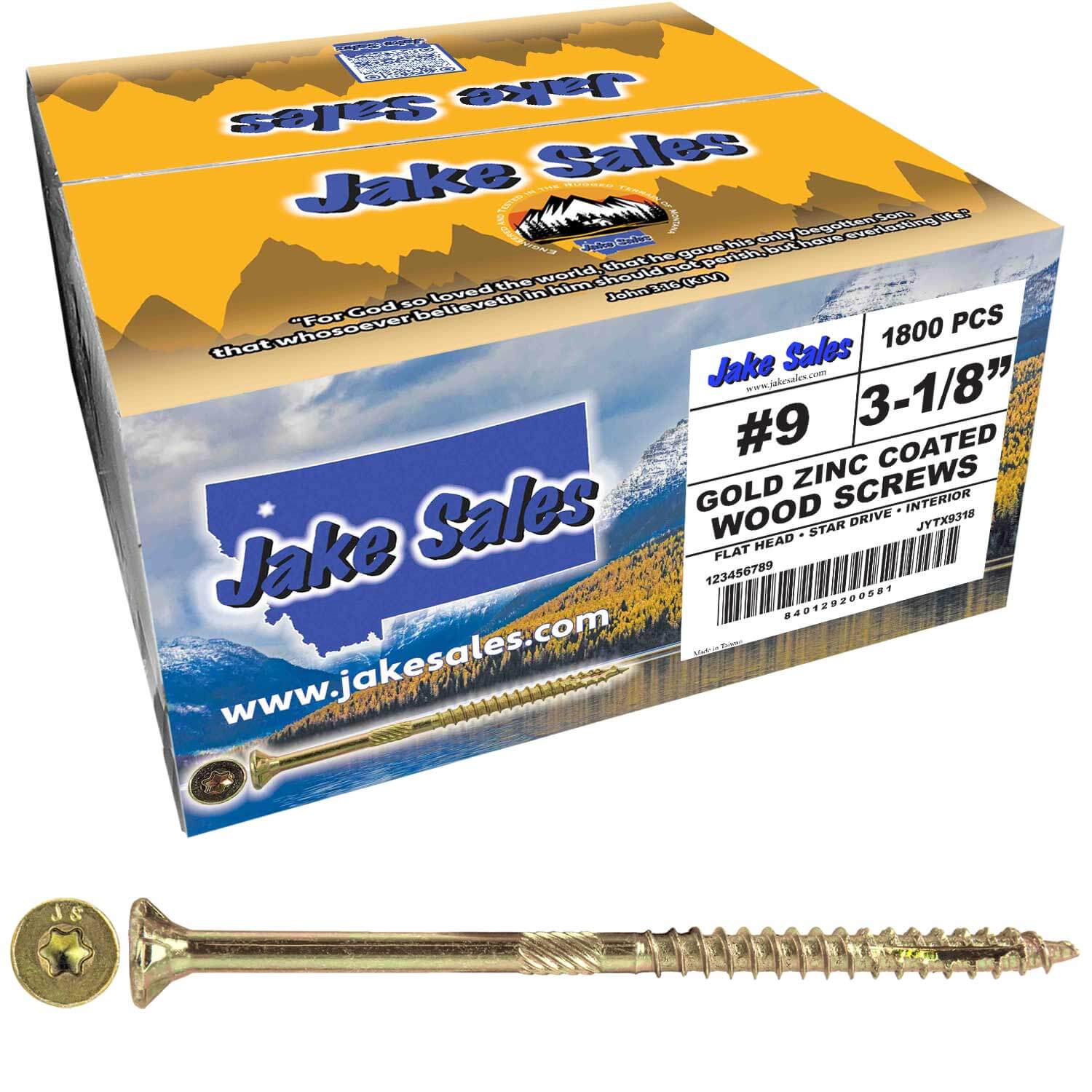 #9 Gold Star/Torx Drive Zinc Coated T-25 Flat Head Wood Screws - Image 21