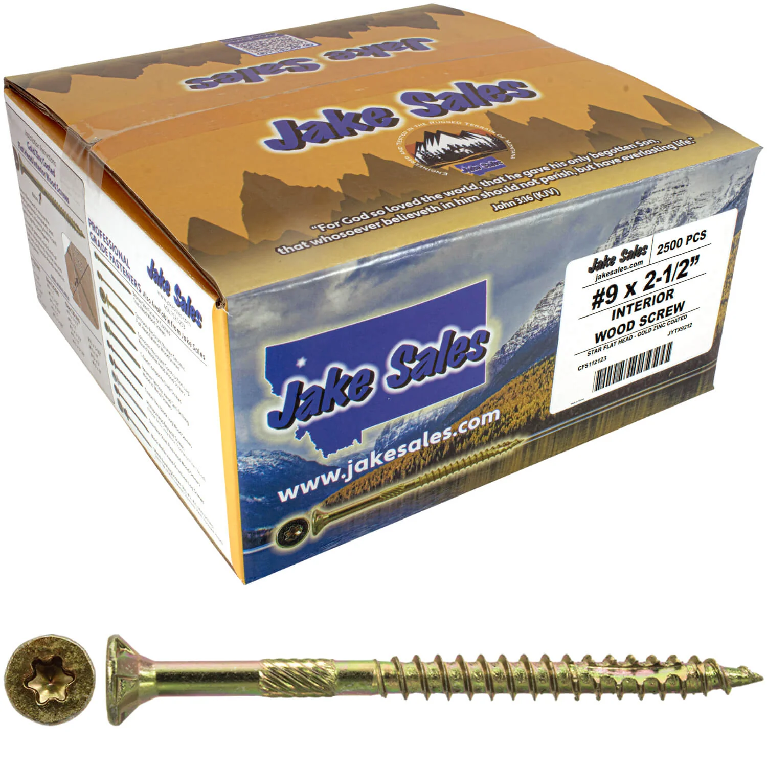 #9 Gold Star/Torx Drive Zinc Coated T-25 Flat Head Wood Screws - Image 23