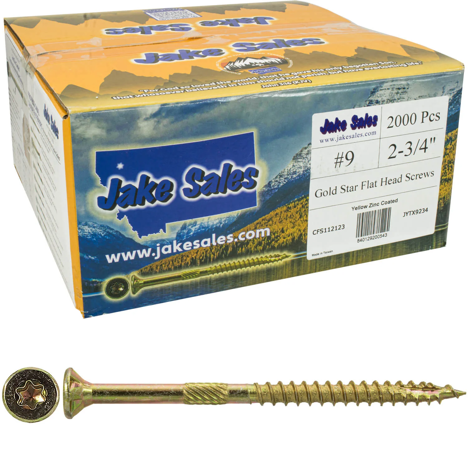 #9 Gold Star/Torx Drive Zinc Coated T-25 Flat Head Wood Screws - Image 24