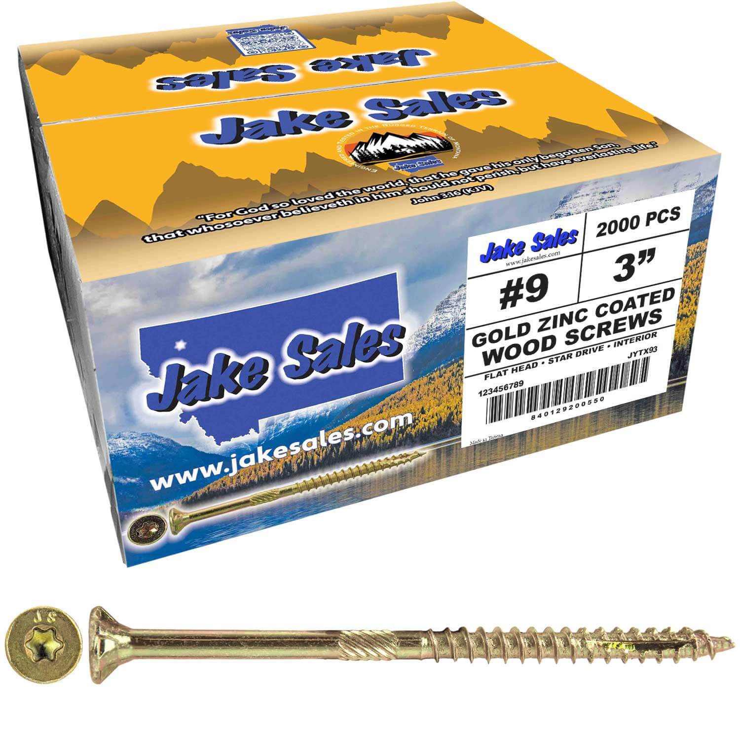 #9 Gold Star/Torx Drive Zinc Coated T-25 Flat Head Wood Screws - Image 25