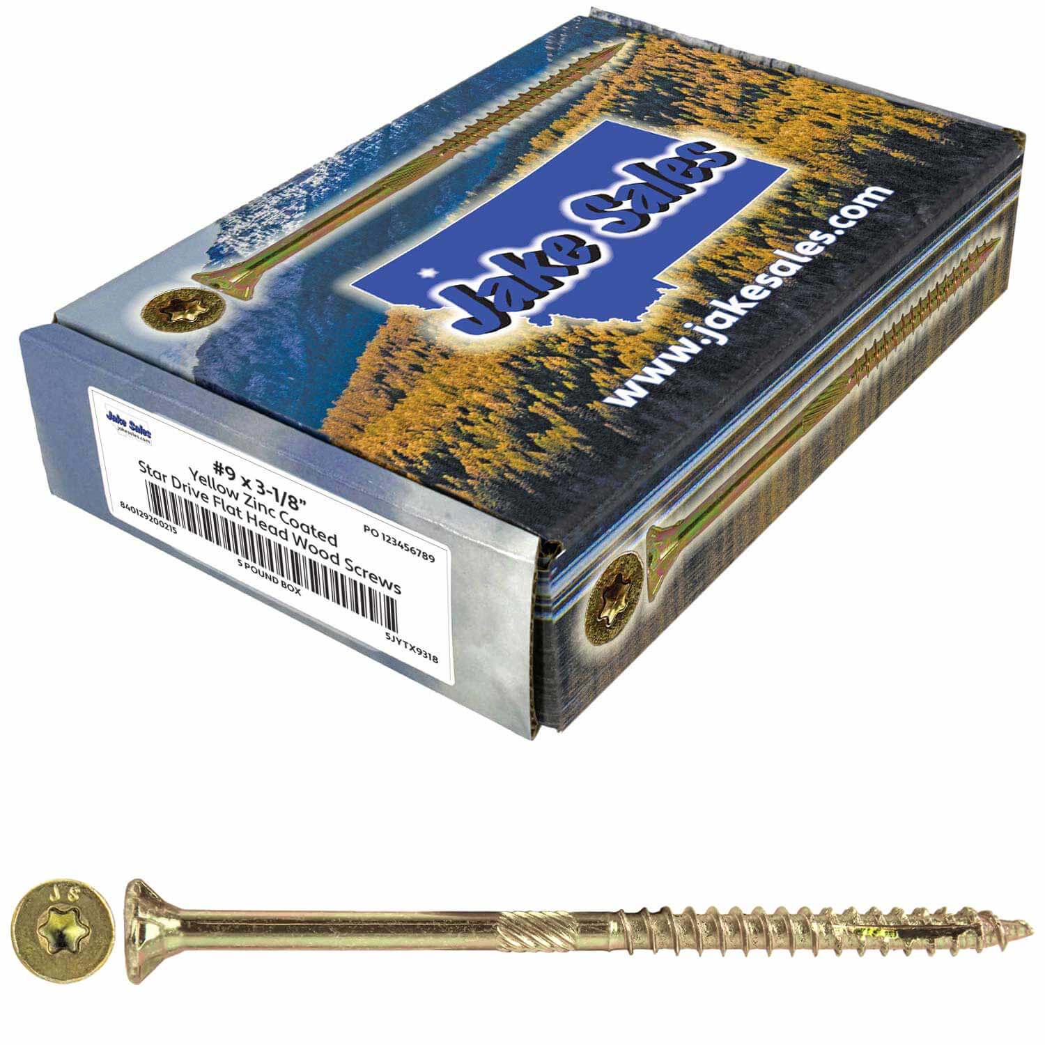 #9 Gold Star/Torx Drive Zinc Coated T-25 Flat Head Wood Screws - Image 46