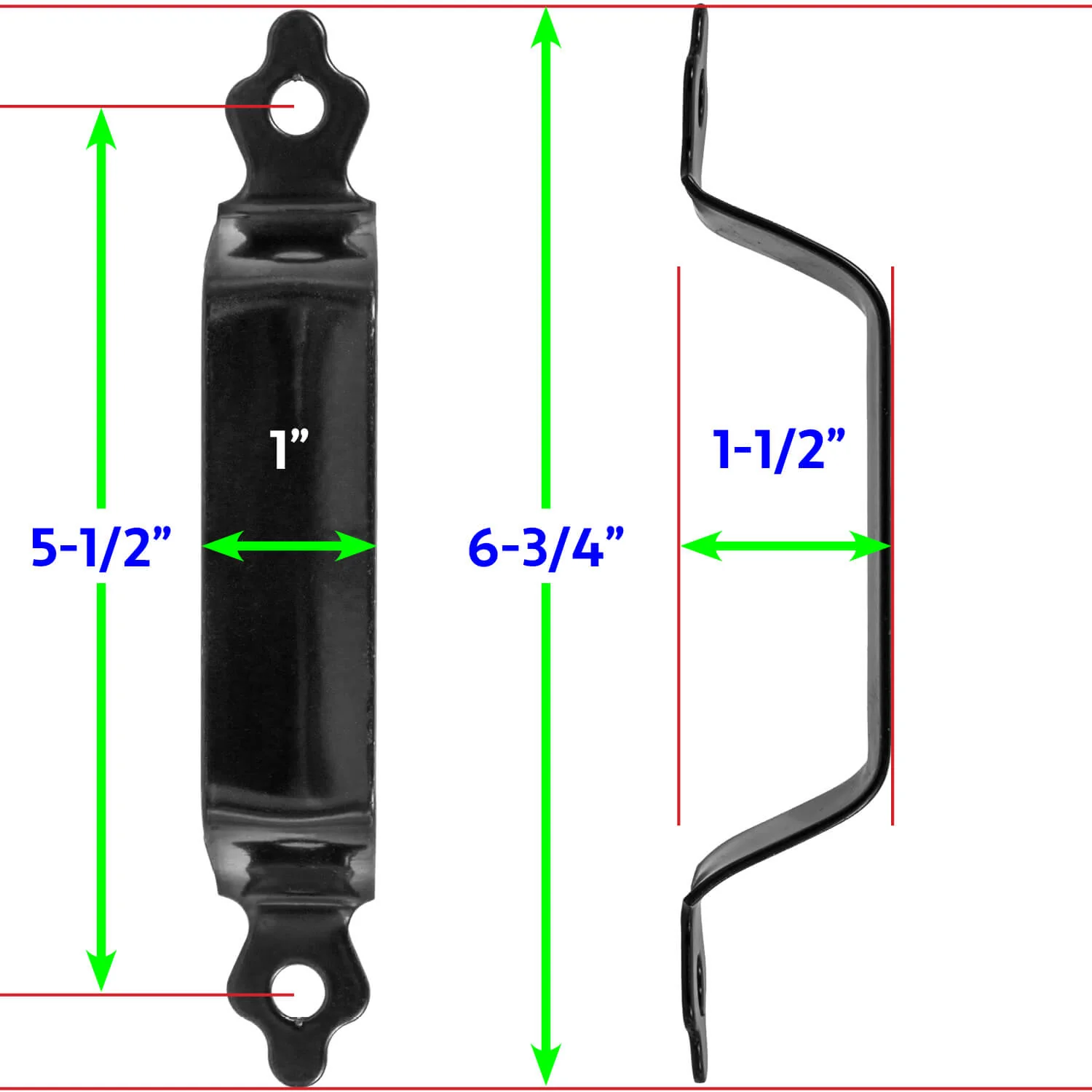 Black 6" Decorative Pressed Steel Gate Handle With 7/16" Hex Head Mounting Screws - Image 3