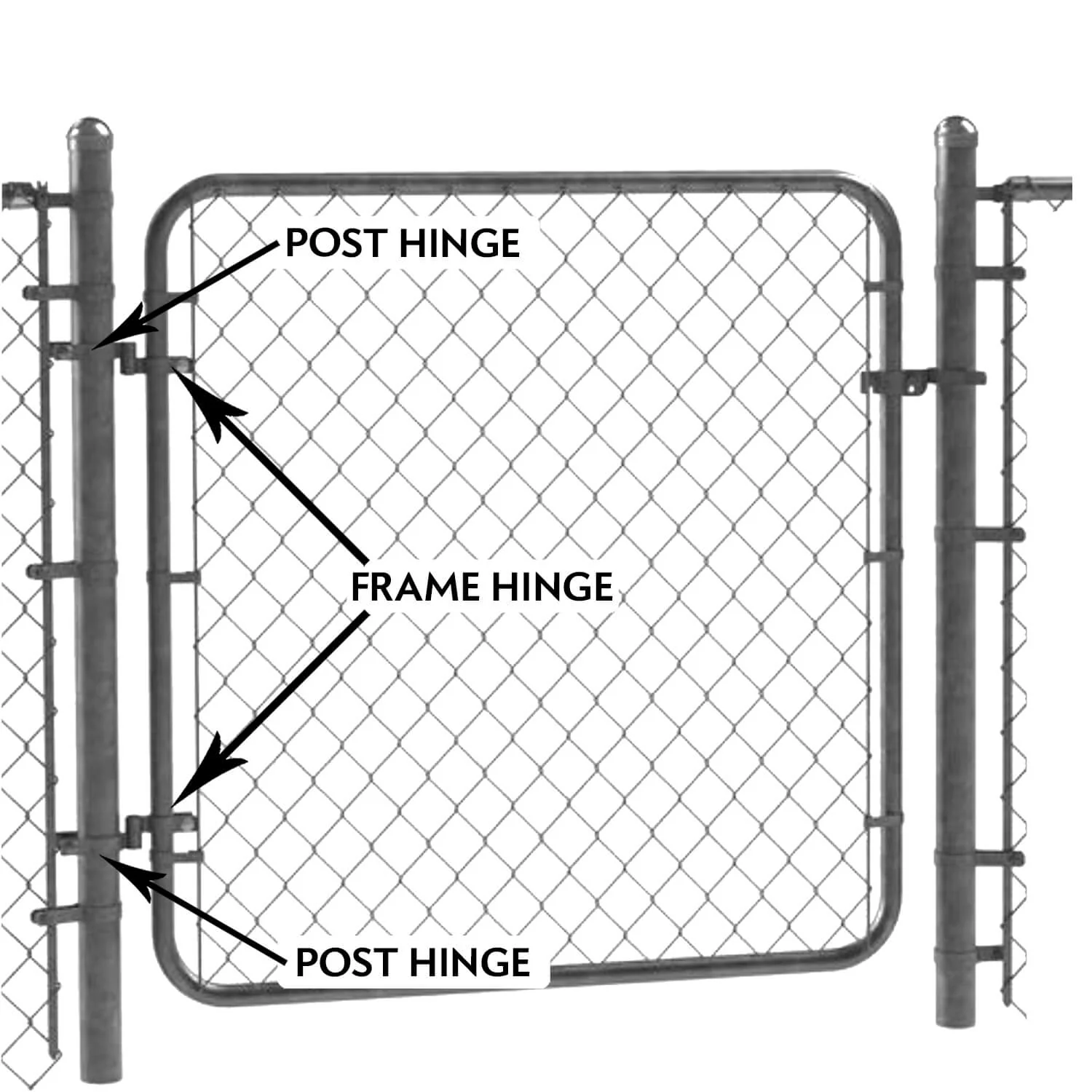 Black Powder Coated Chain Link Post Gate Hinge - Nut/Bolt Included for Hinge - Image 3