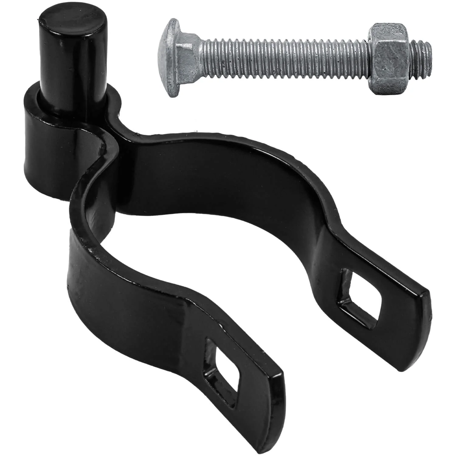Black Powder Coated Chain Link Post Gate Hinge - Nut/Bolt Included for Hinge - Image 7